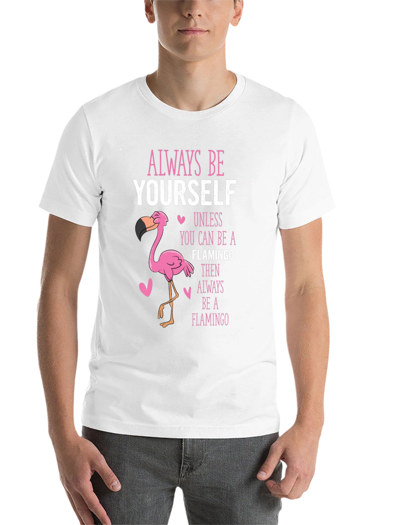 Black Always Be Yourself Flamingo T-Shirt view 14