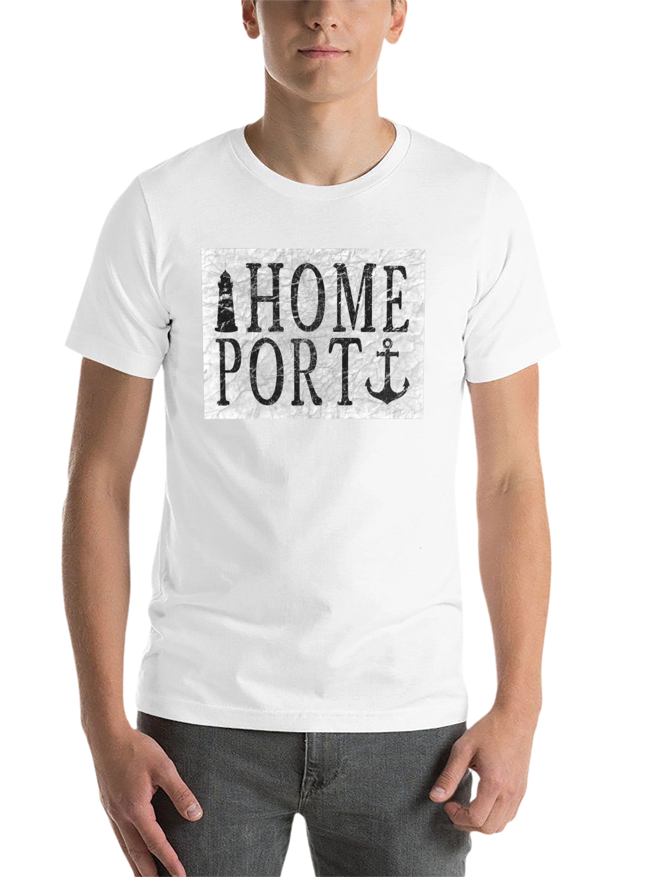 Black Home Port Graphic Tee - Nautical Anchor Lighthouse Shirt view 14