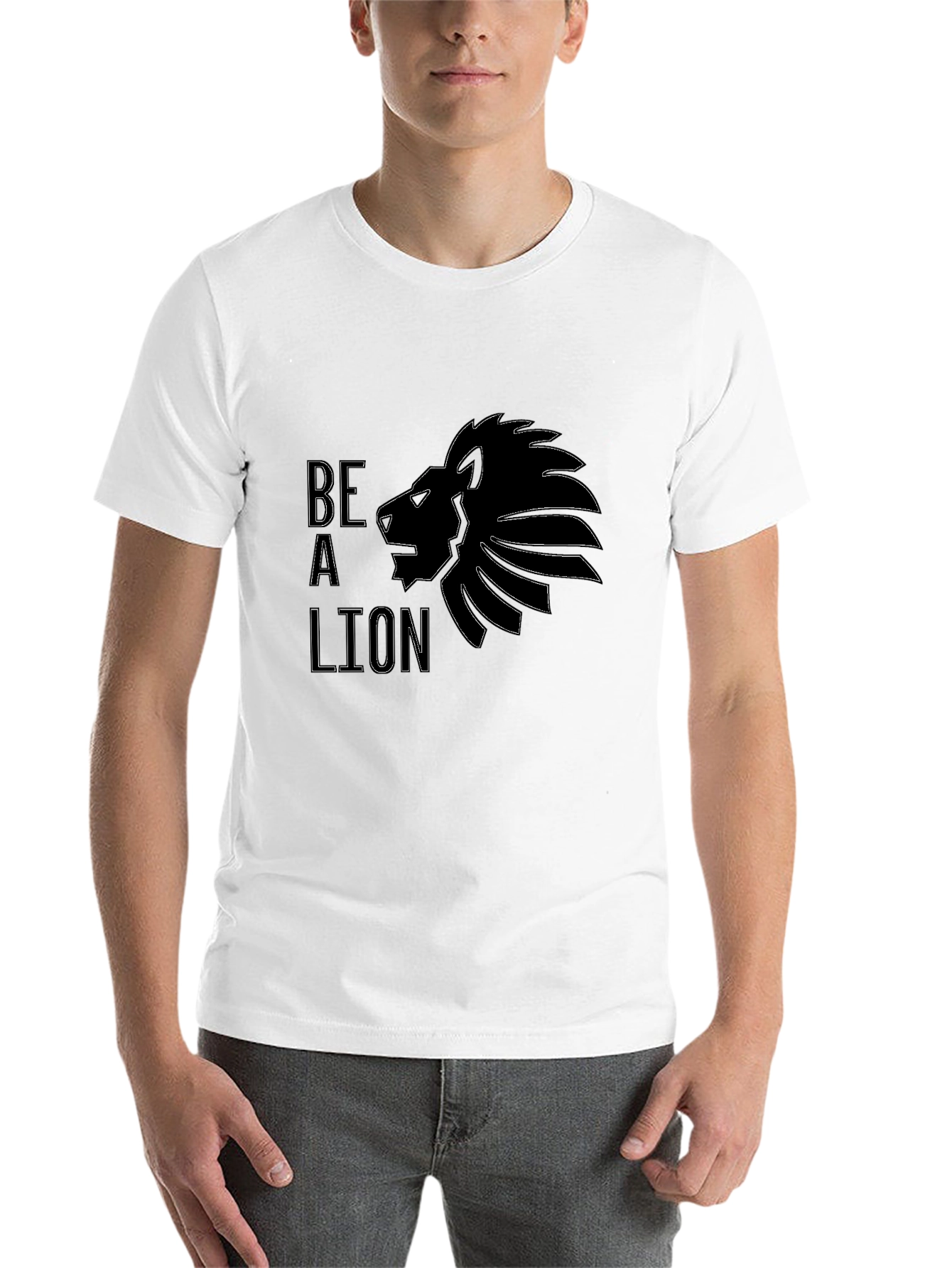 Black Be A Lion Graphic Tee - Black Cotton T-Shirt view 14