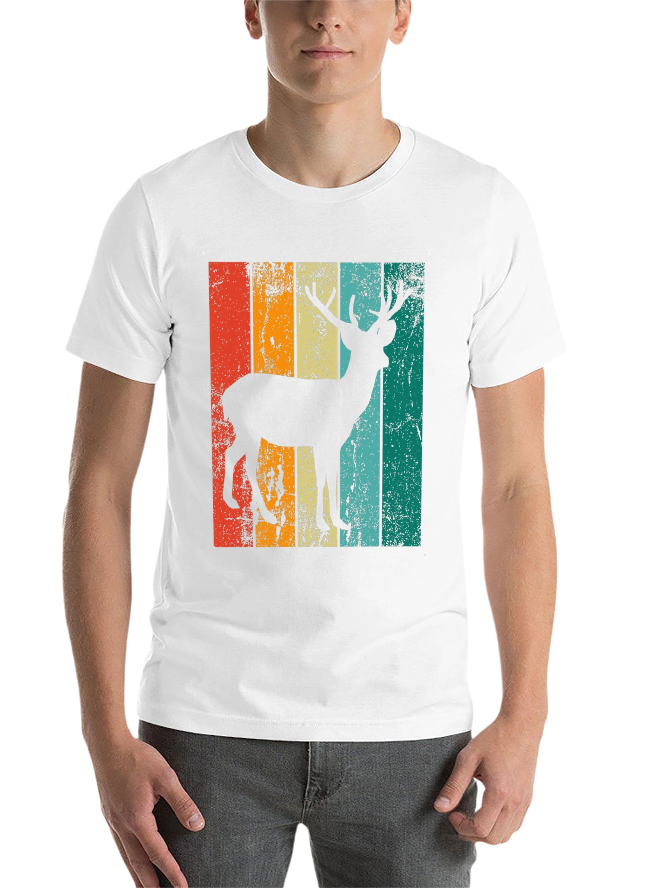 Black Retro Deer Graphic Print Tee - Black view 14