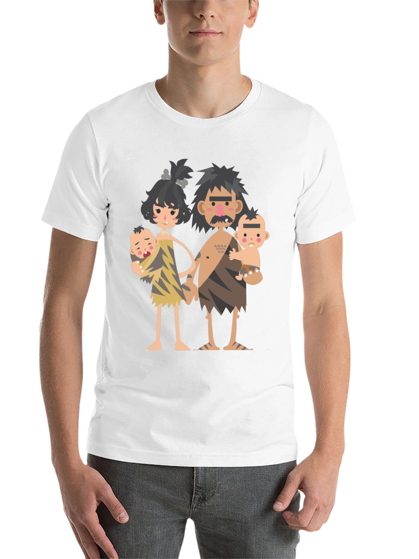 Black Cartoon Caveman Family Graphic T-Shirt view 14
