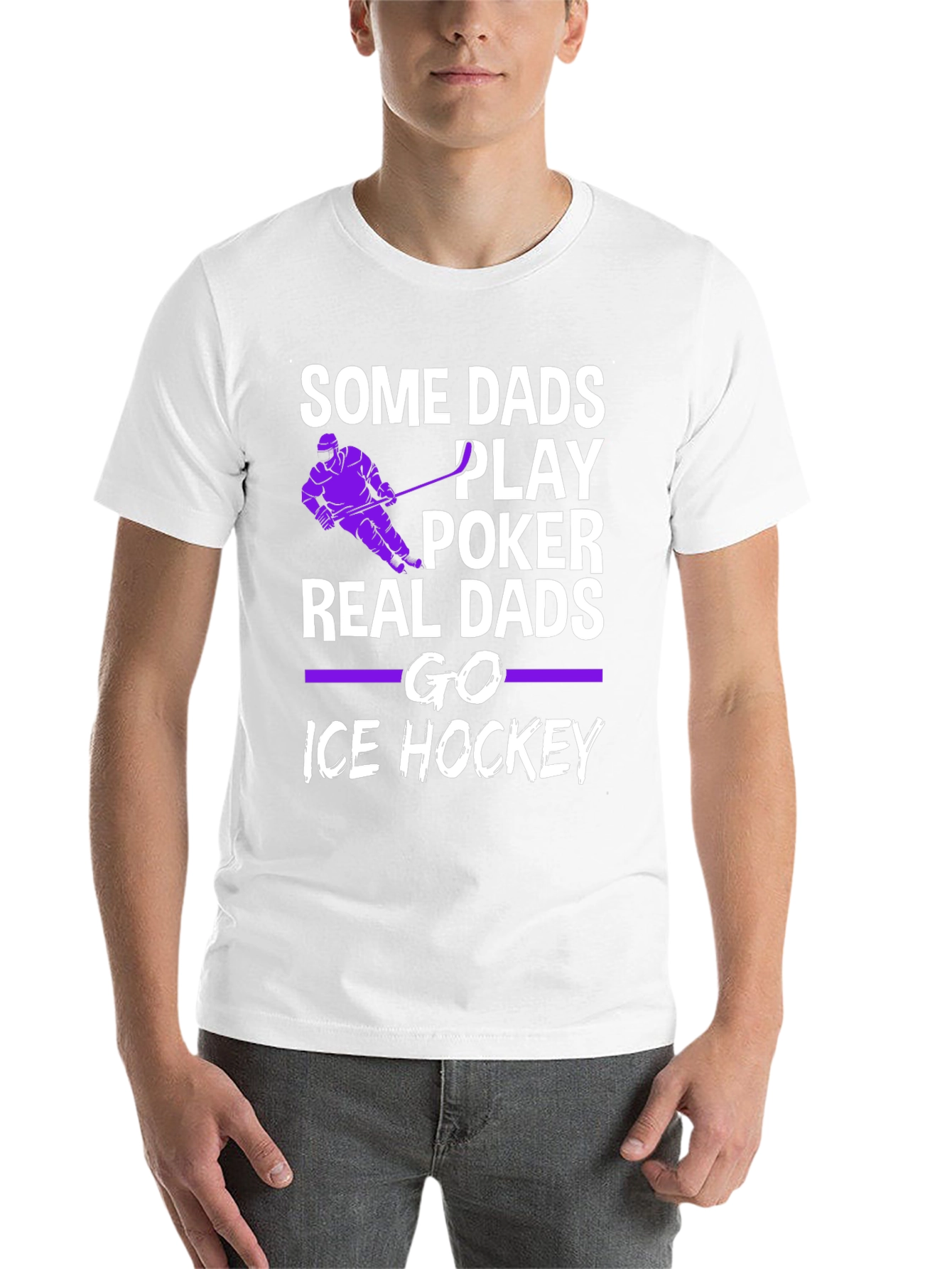 Black Real Dads Go Ice Hockey T-Shirt view 14