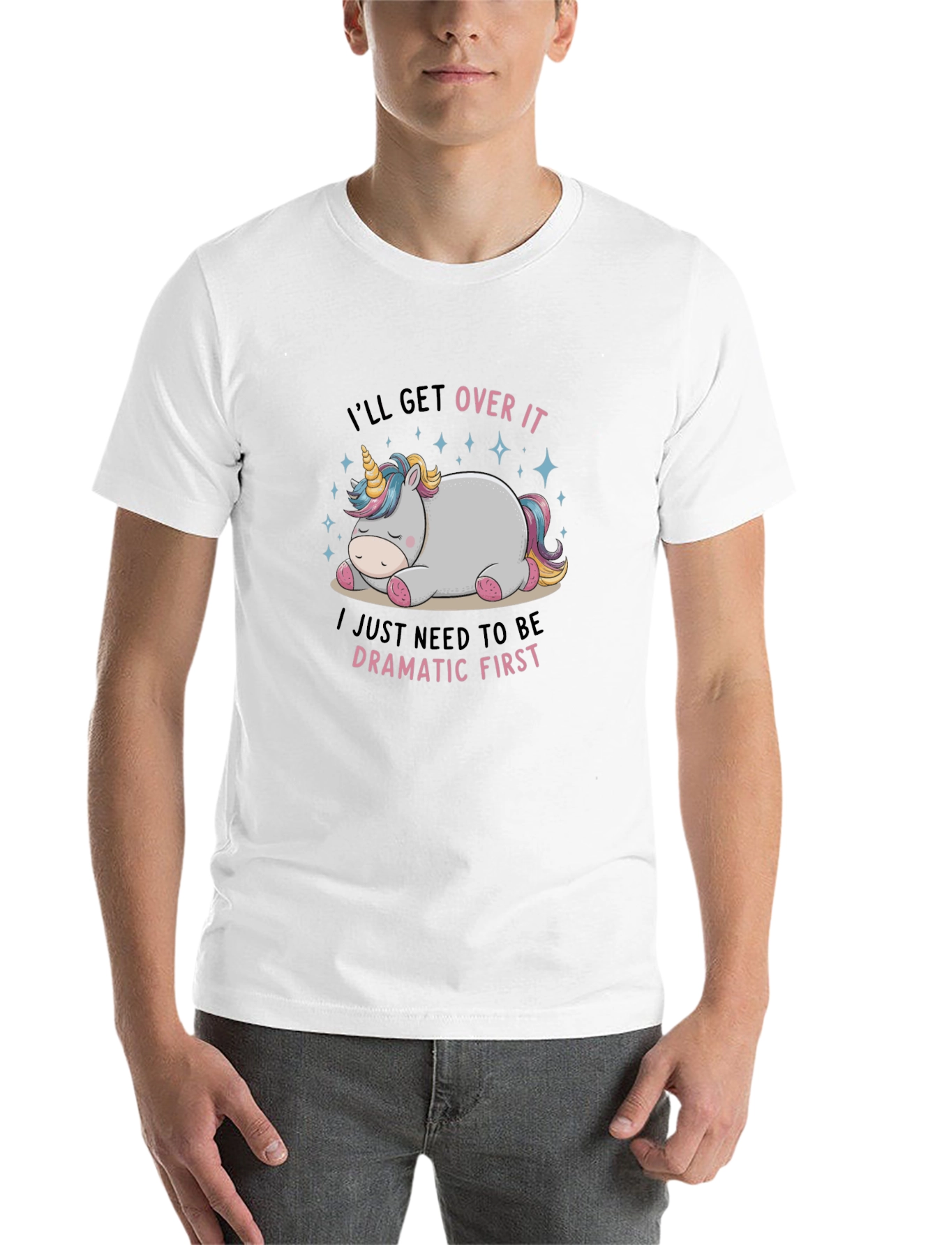 Black Dramatic Unicorn T-Shirt - I'll Get Over It Tee view 14