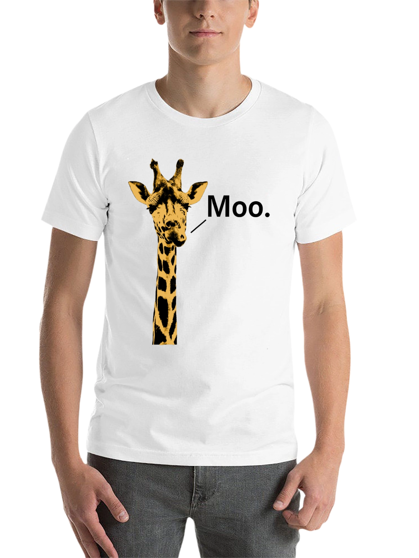 Black Giraffe Moo T-Shirt - Funny Animal Graphic Tee view 14