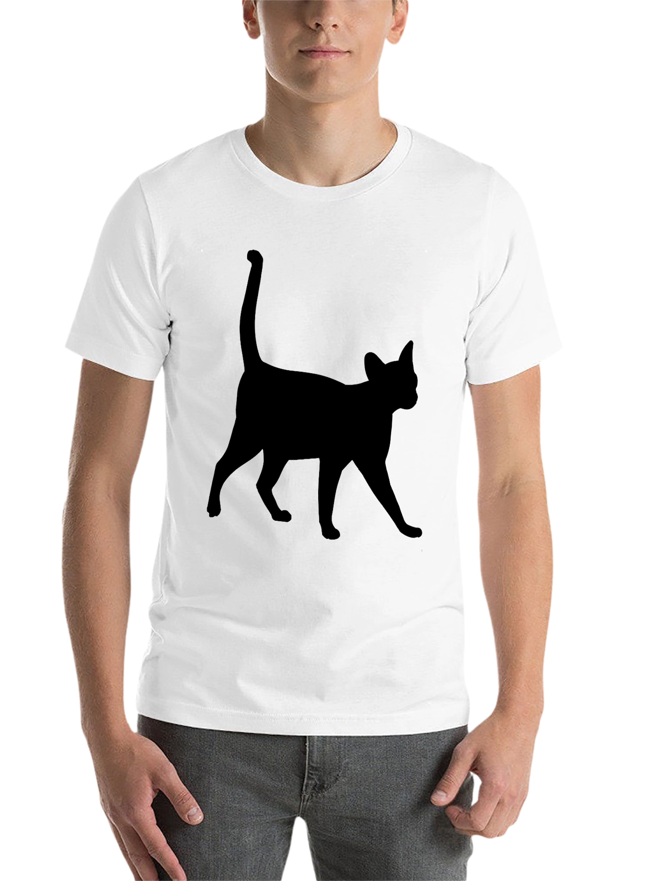 Black Black Cat Silhouette Tee - Unisex Casual T-Shirt view 14
