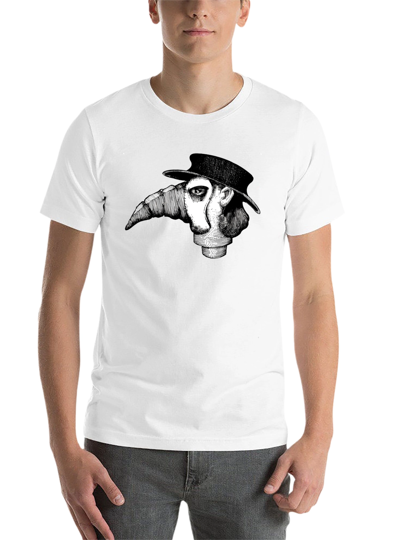 Black Plague Doctor Graphic T-Shirt - Unique Design view 14