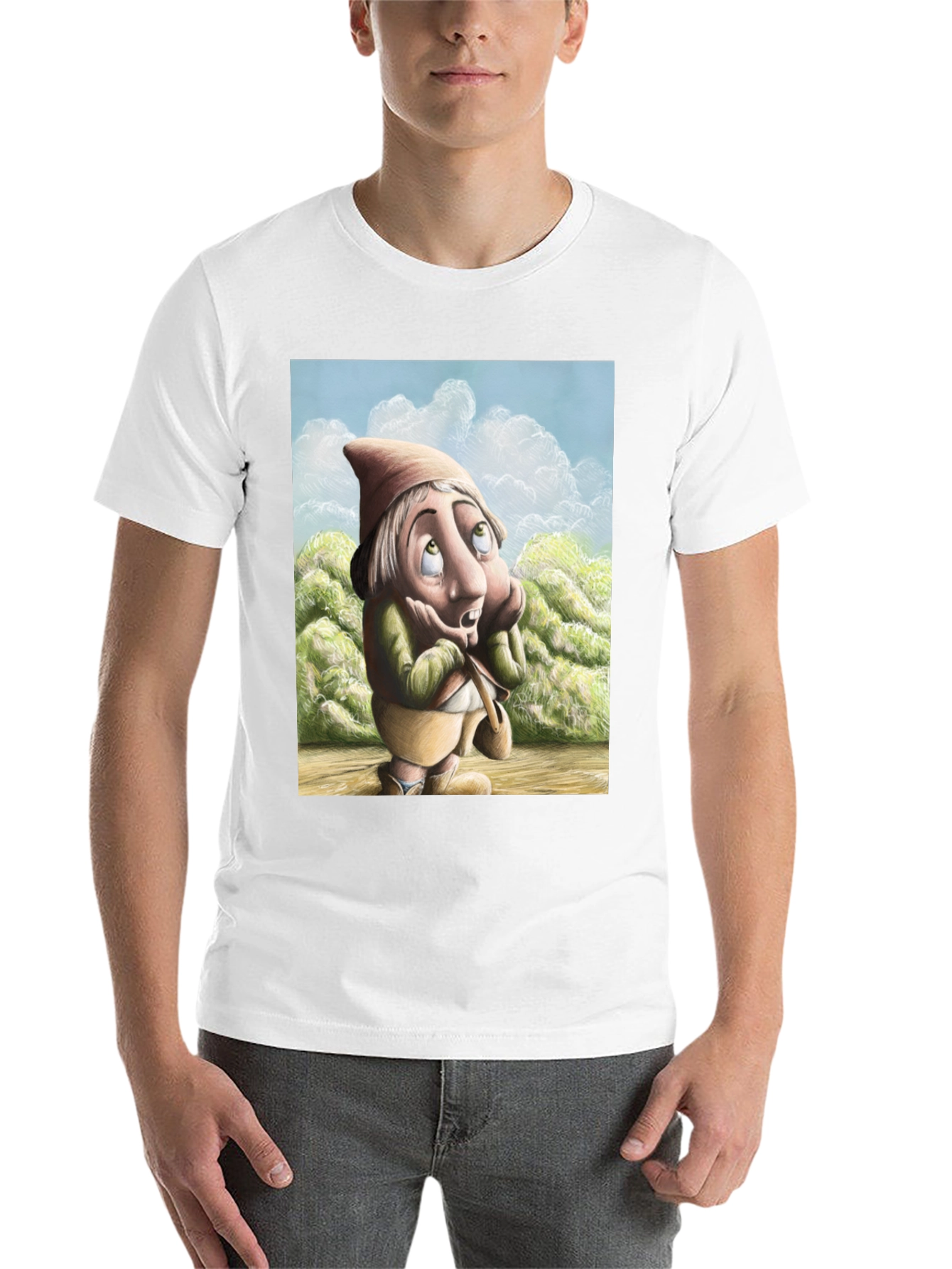Black Whimsical Gnome T-Shirt - Unique Cartoon Design view 14