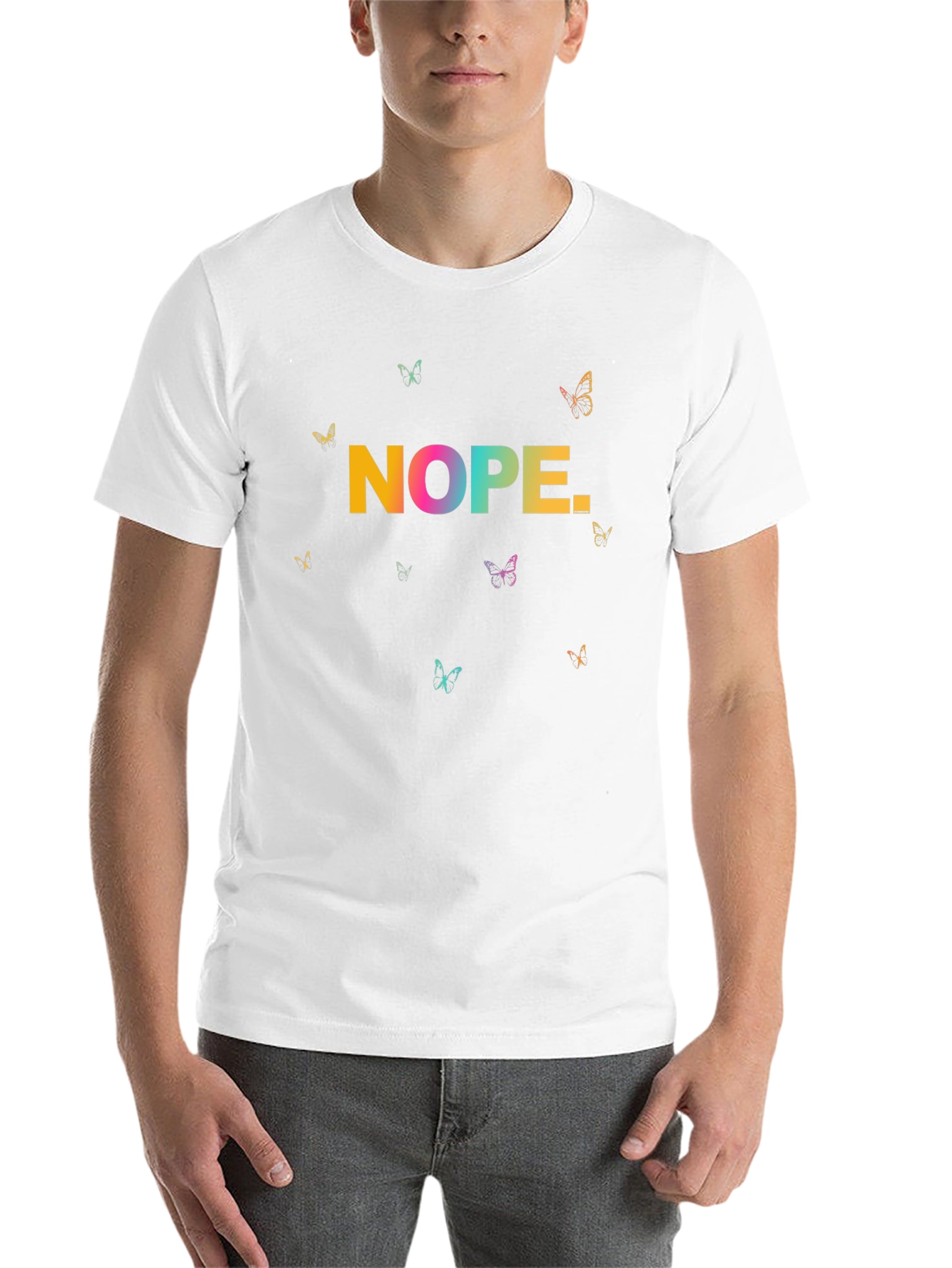 Black Nope Butterfly Graphic Tee - Casual Unisex T-Shirt view 14