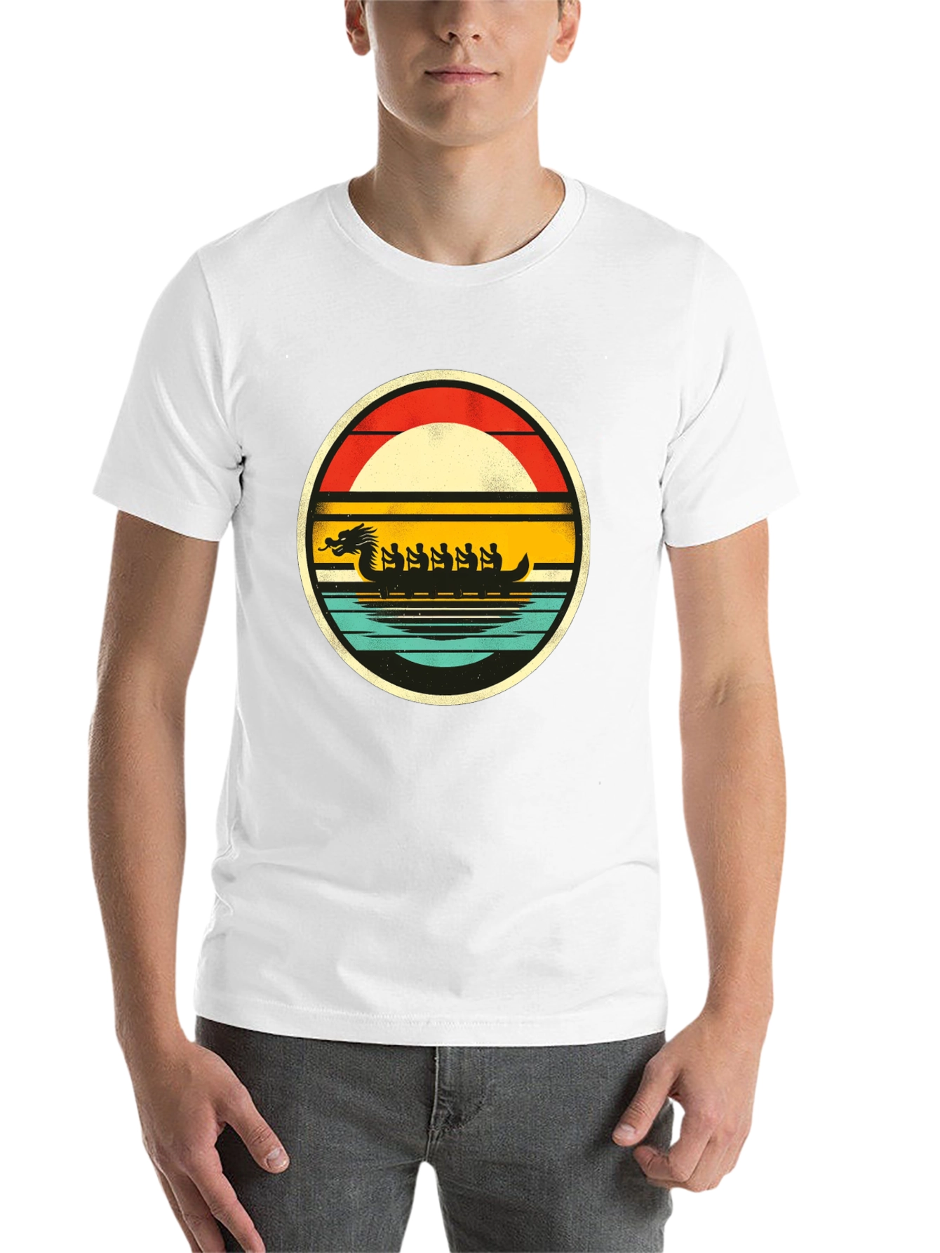 Black Dragon Boat Retro T-Shirt view 14