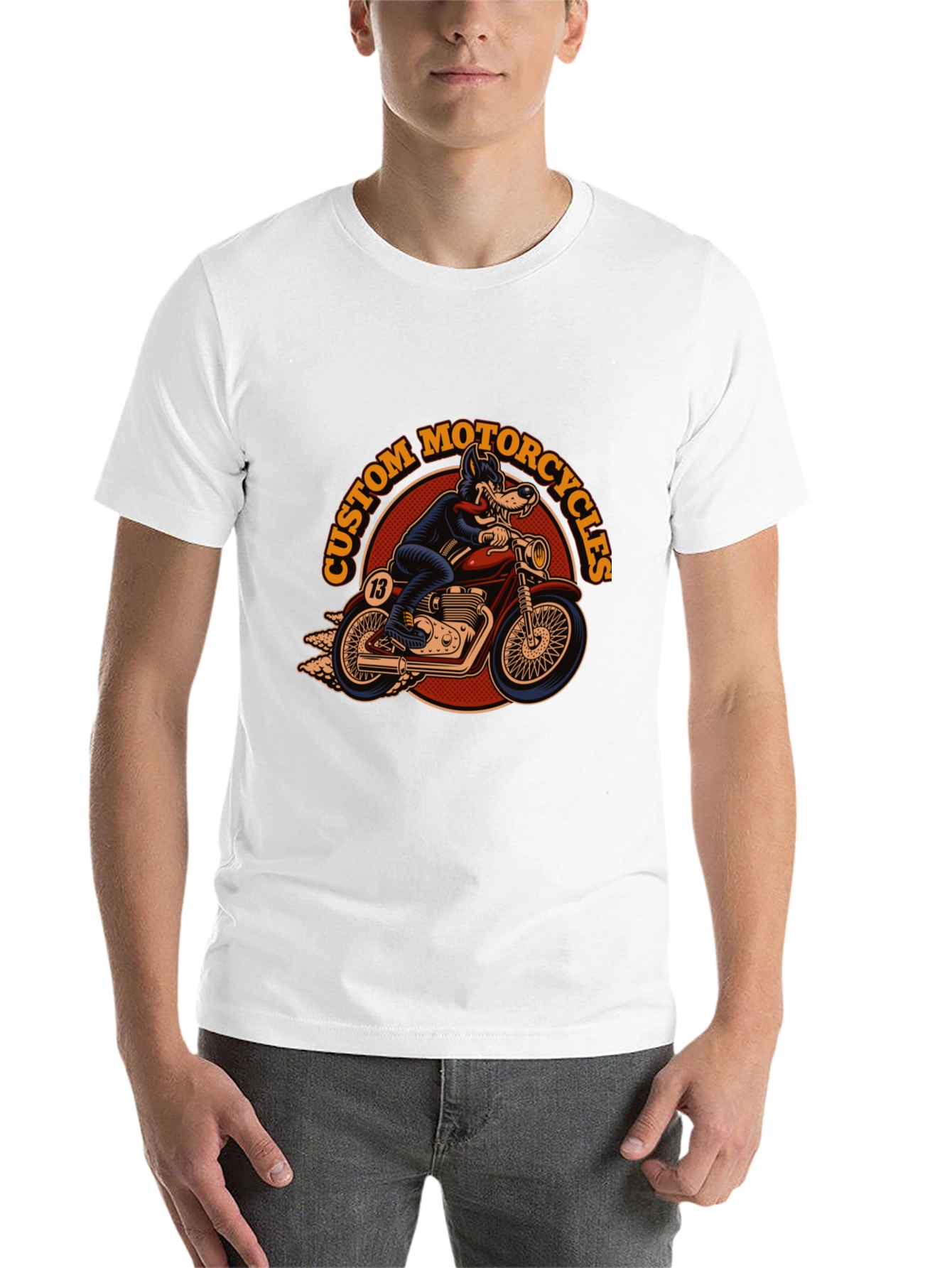 Custom Motorcycles Wolf Rider Black T-Shirt - 14