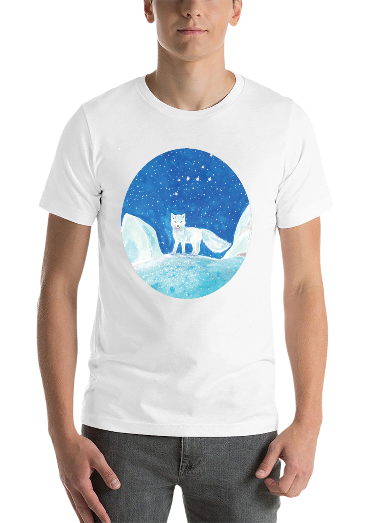 Black Arctic Fox Graphic Tee - Unisex Black T-Shirt view 14