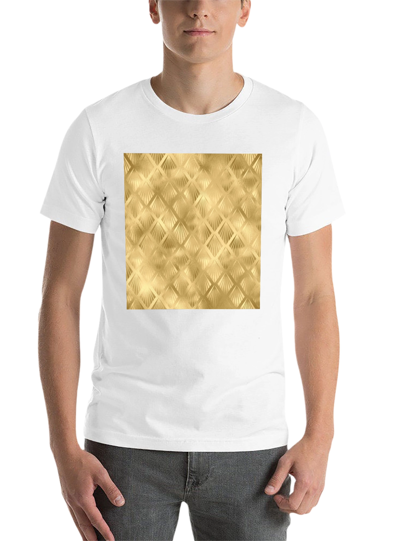 Black Golden Art Deco Pattern Black T-Shirt view 14