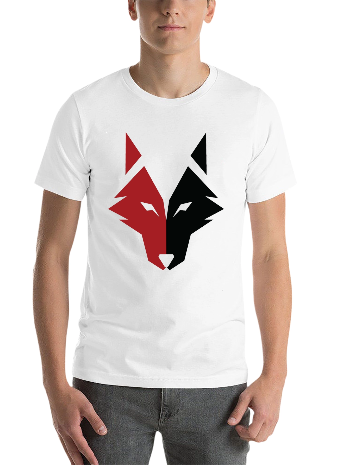 Black Red and Black Wolf Graphic Print T-Shirt view 14
