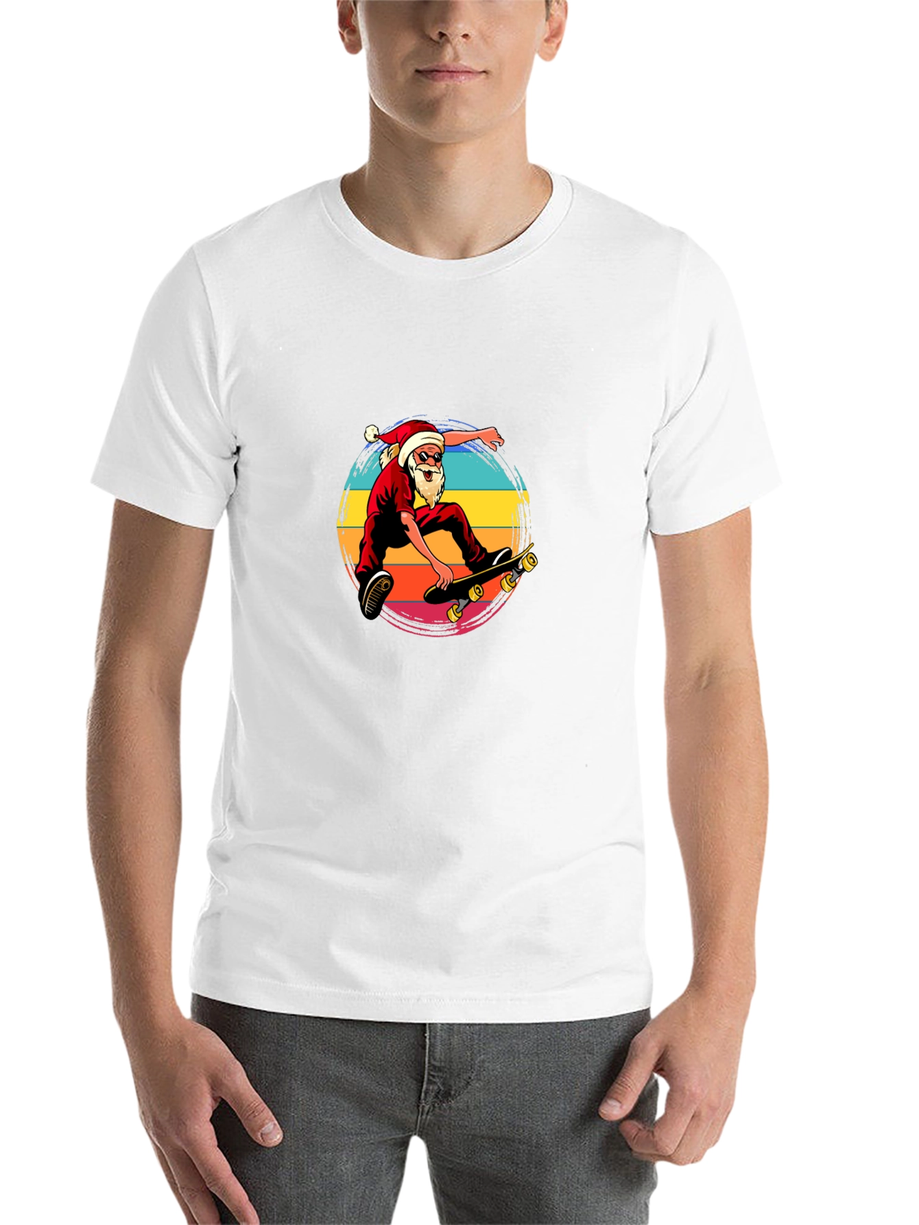 Black Skateboarding Santa T-Shirt view 14