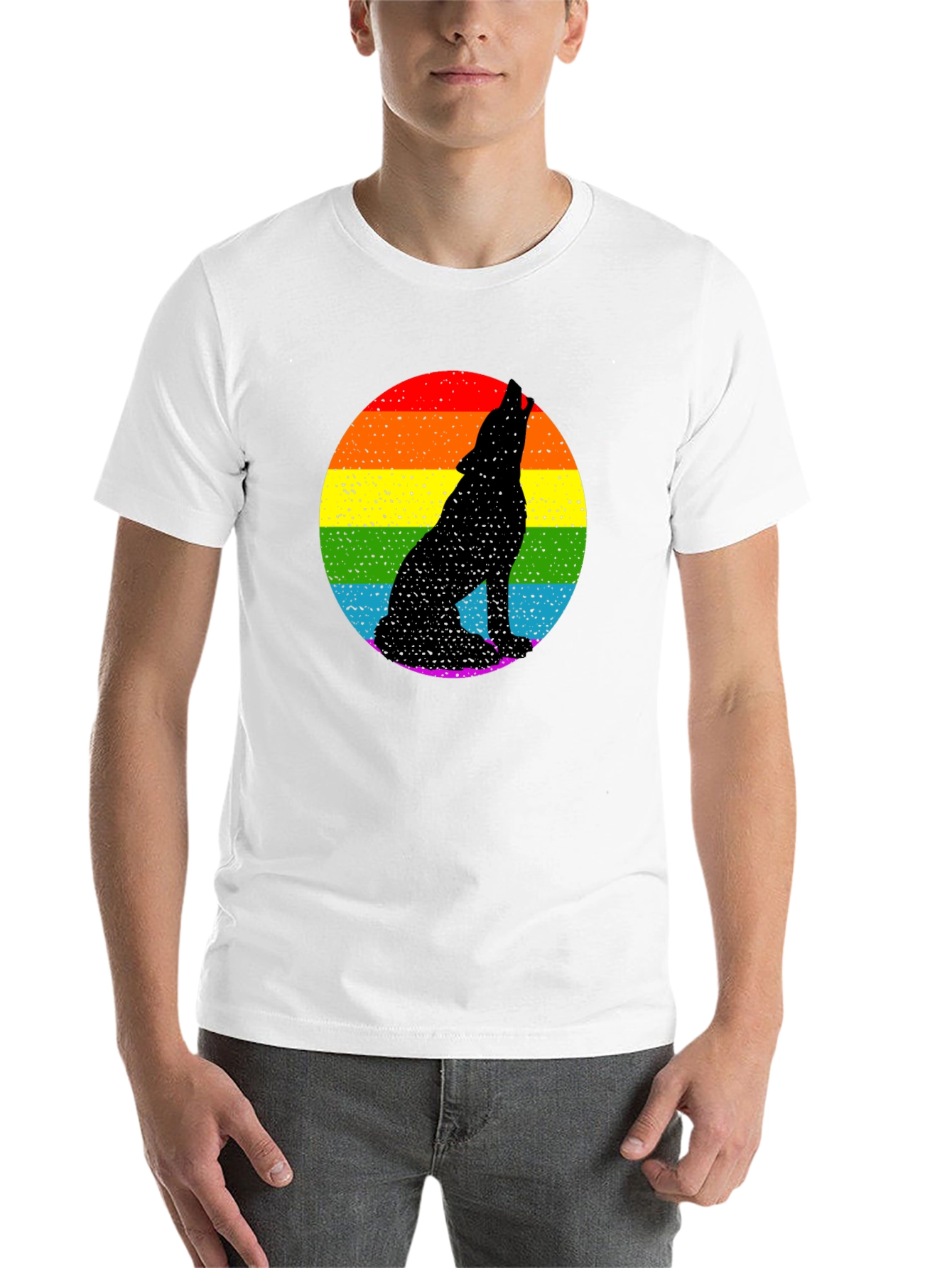 Black Rainbow Wolf Graphic Tee - Black Pride T-Shirt view 14