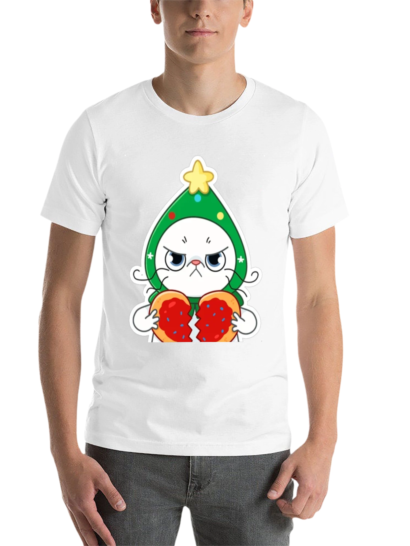 Black Grumpy Christmas Cat Unisex T-Shirt view 14