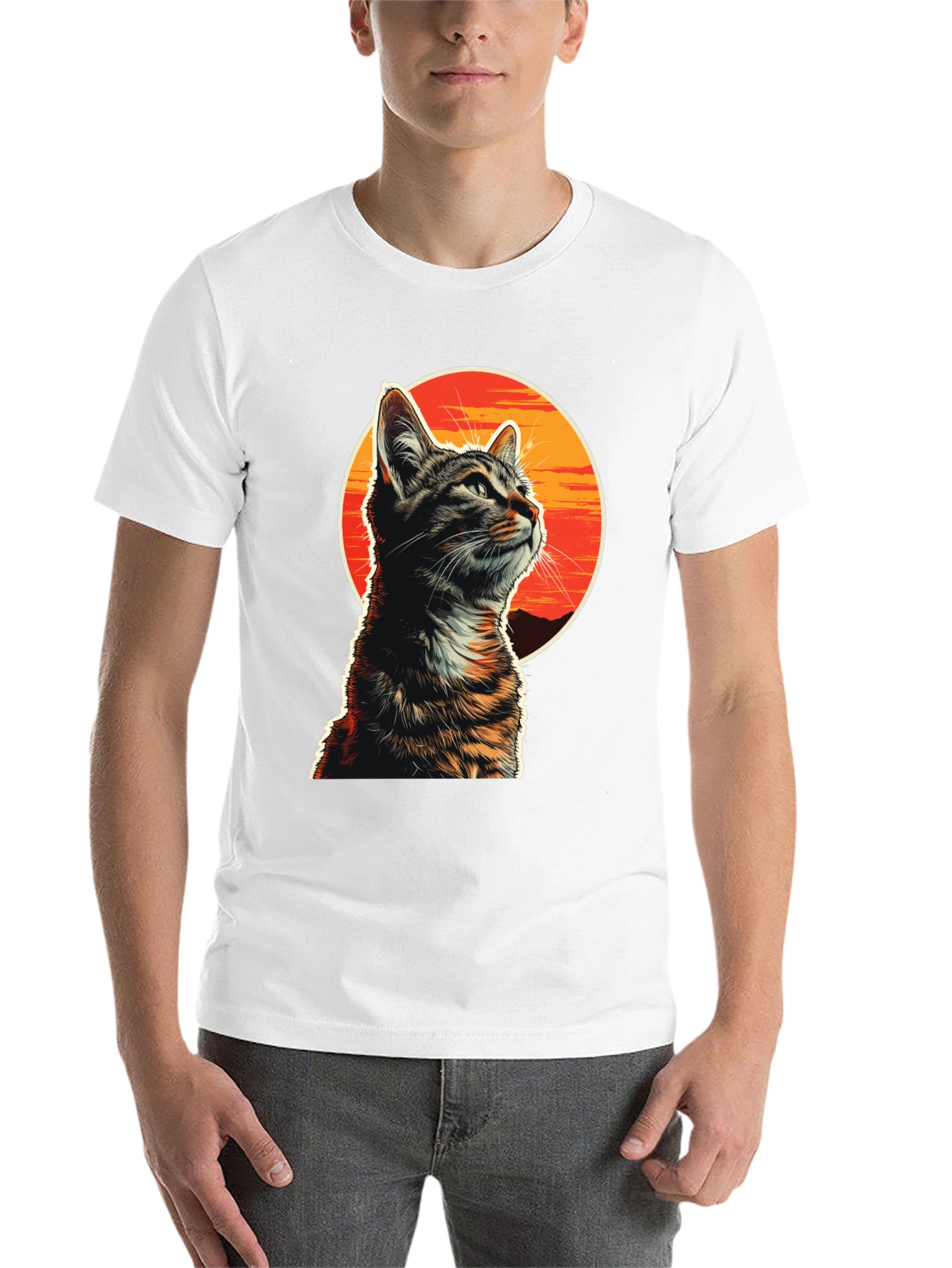 Black Sunset Cat Graphic T-Shirt - Unique Design view 14