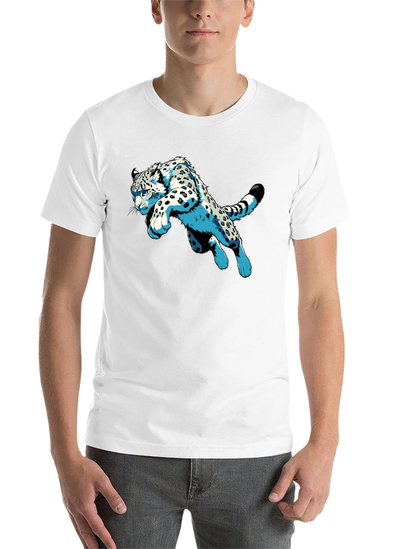 Black Snow Leopard Graphic Print Black T-Shirt view 14