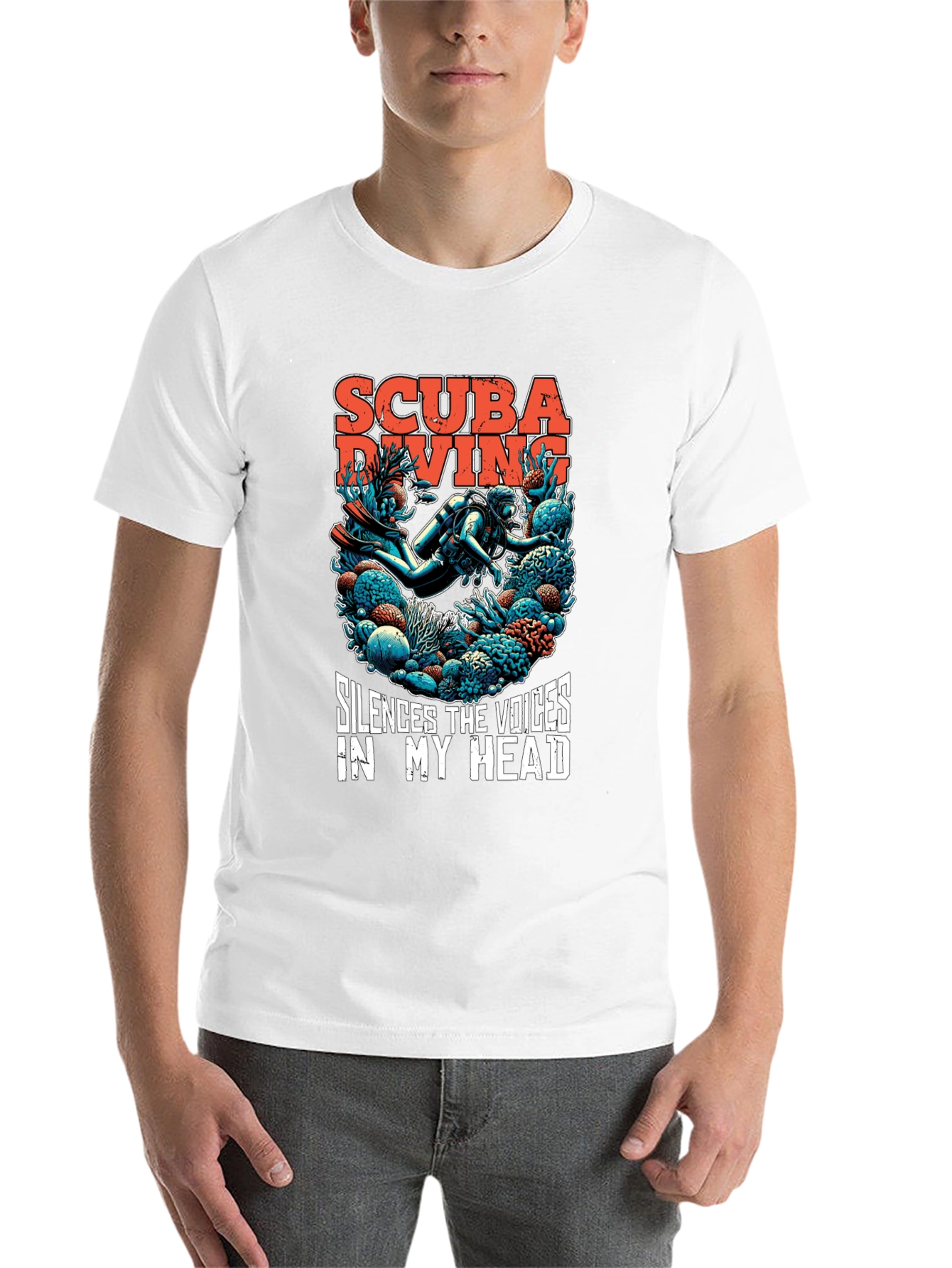 Black Scuba Diving T-Shirt - Silences the Voices Graphic Tee view 14