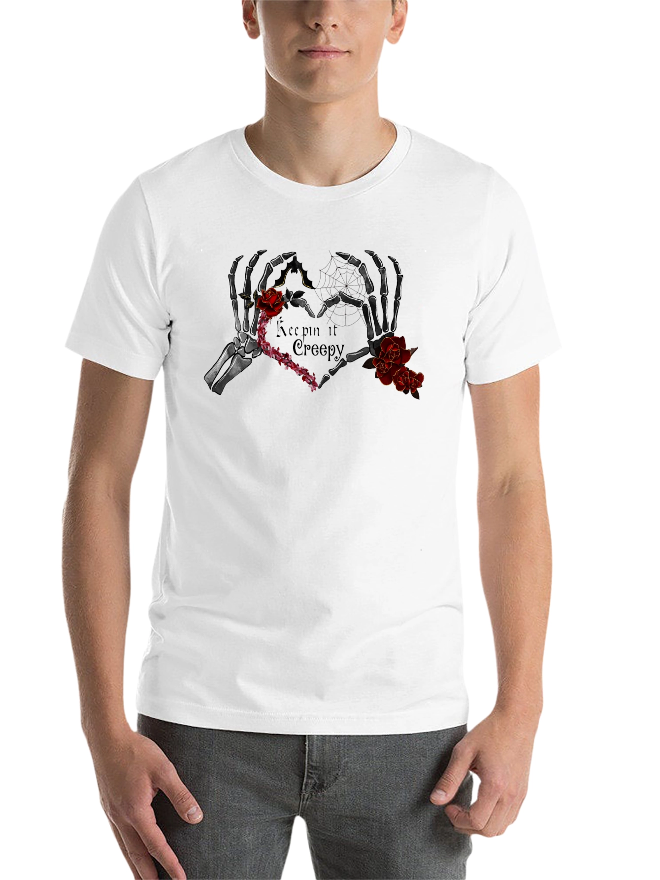 Black Keepin' It Creepy Skeleton Heart T-Shirt view 14