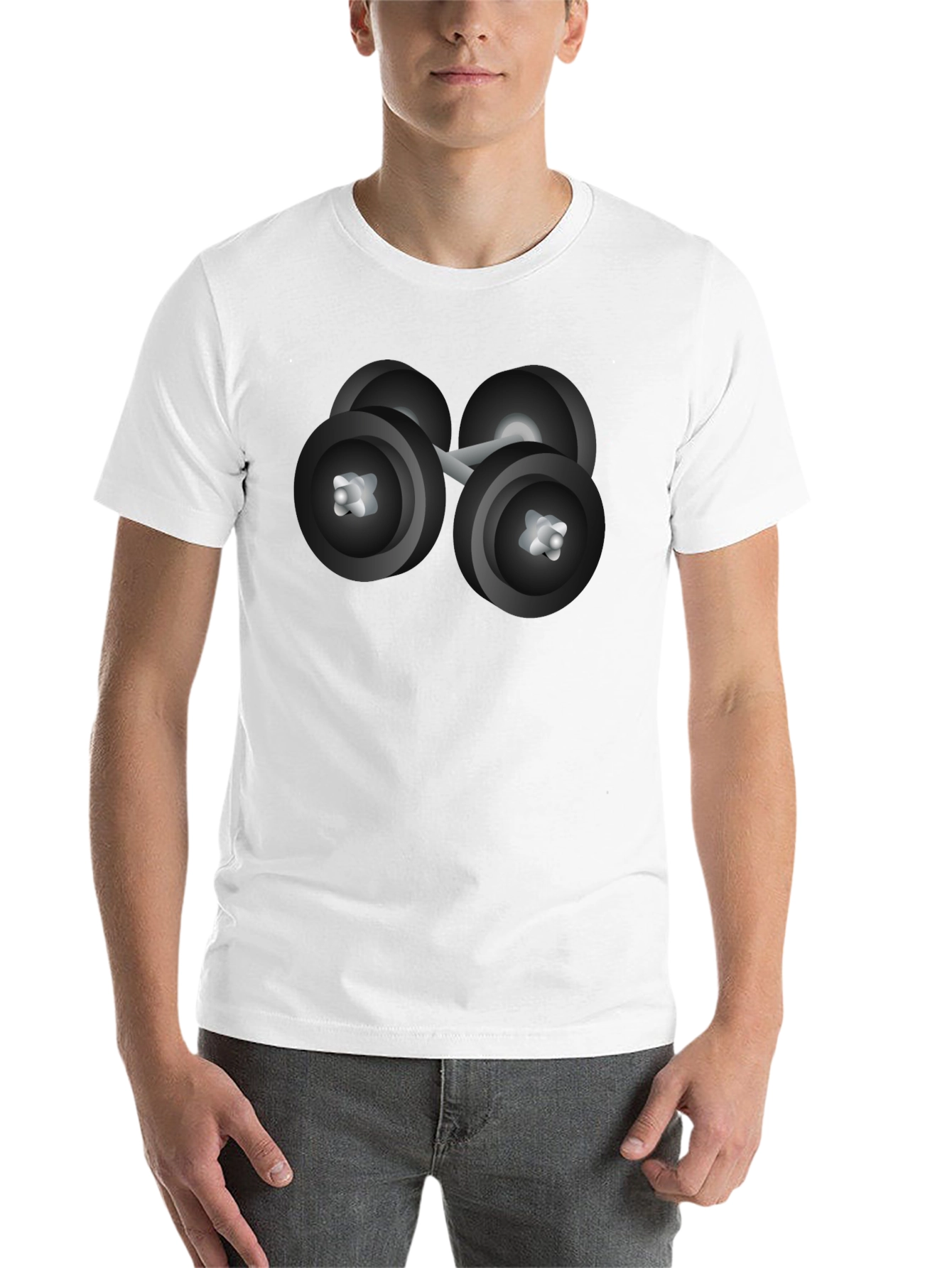 Black Dumbbell Graphic Tee - Fitness Lover's Black T-Shirt view 14