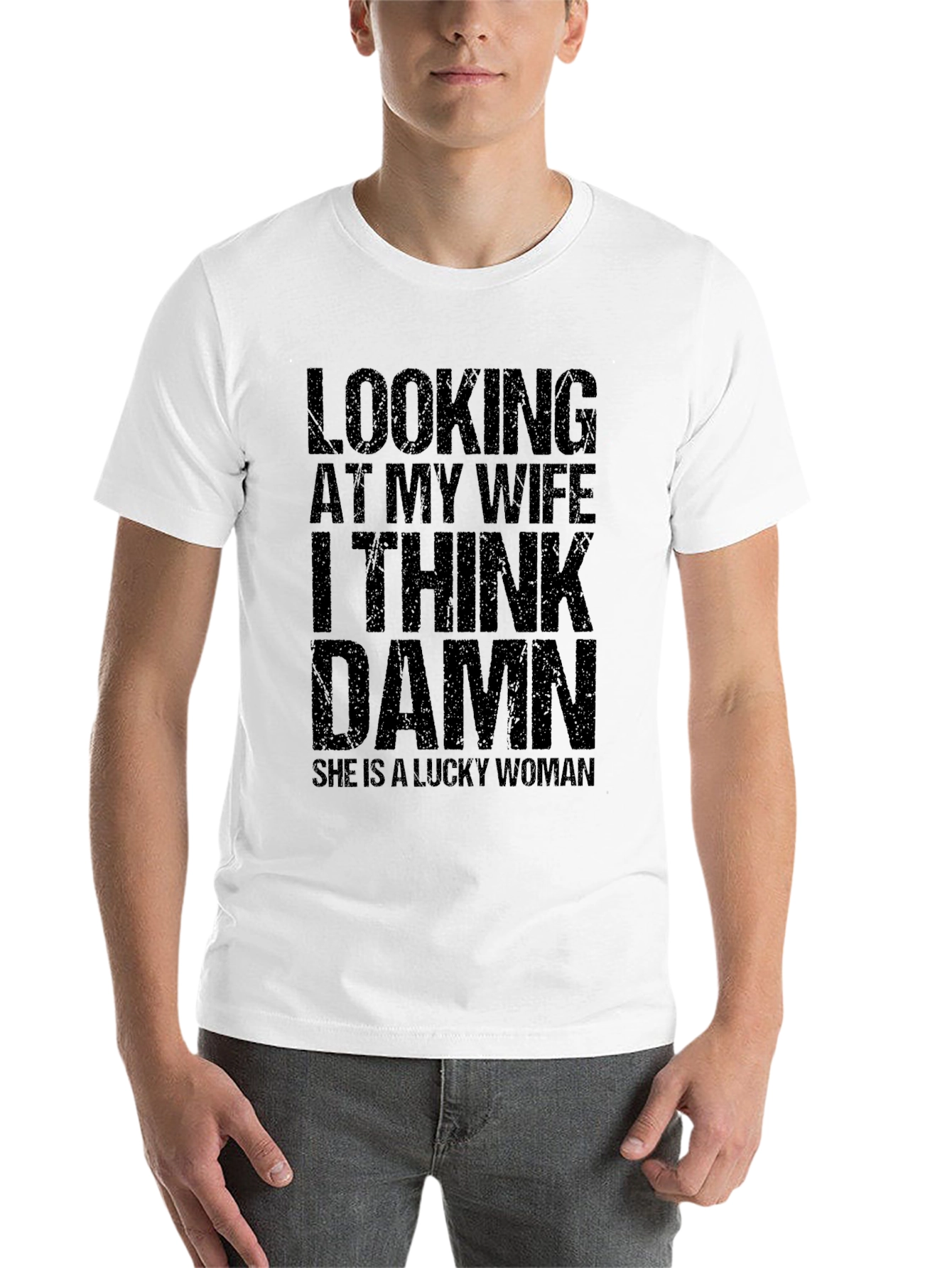 Black Funny "Looking At My Wife" Graphic T-Shirt view 14