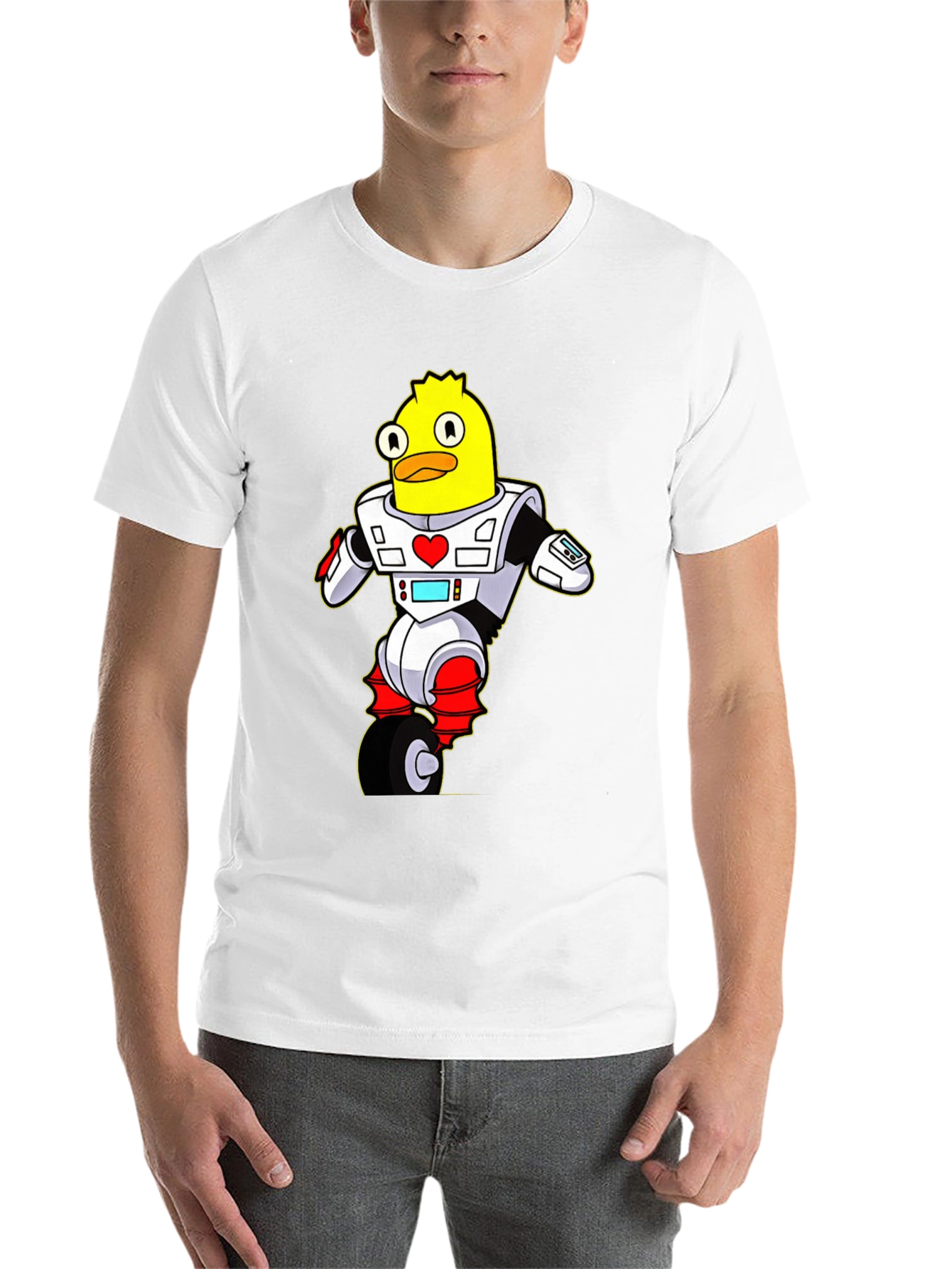 Black Robot Duck T-Shirt - Sci-Fi Cartoon Tee view 14