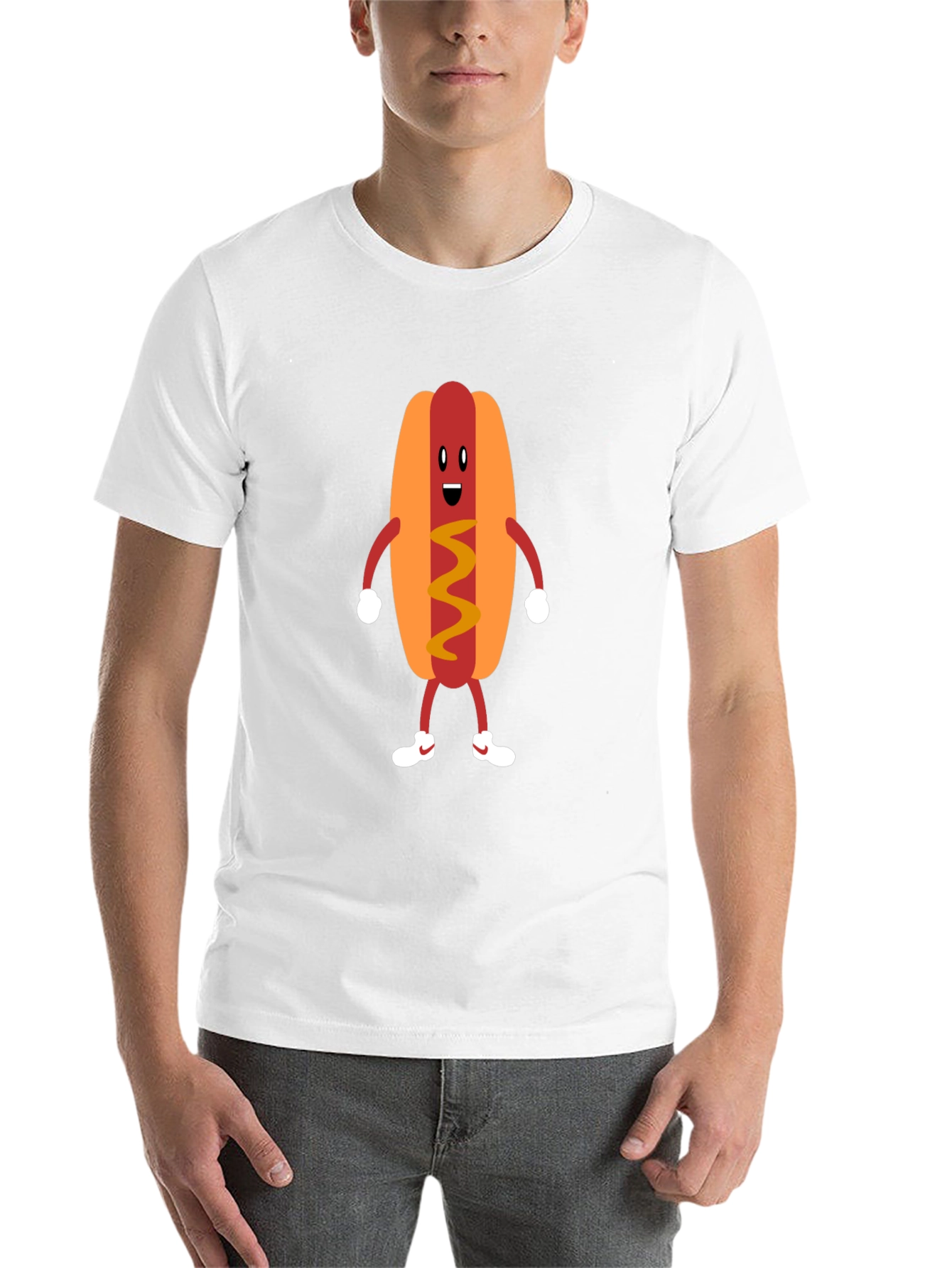 Black Funny Hot Dog Graphic Tee - Unisex Black T-Shirt view 14