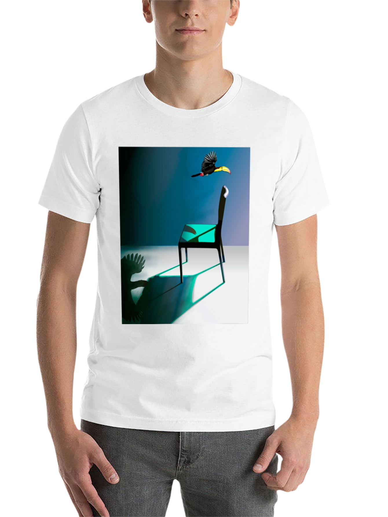 Black Abstract Toucan Chair T-Shirt view 14