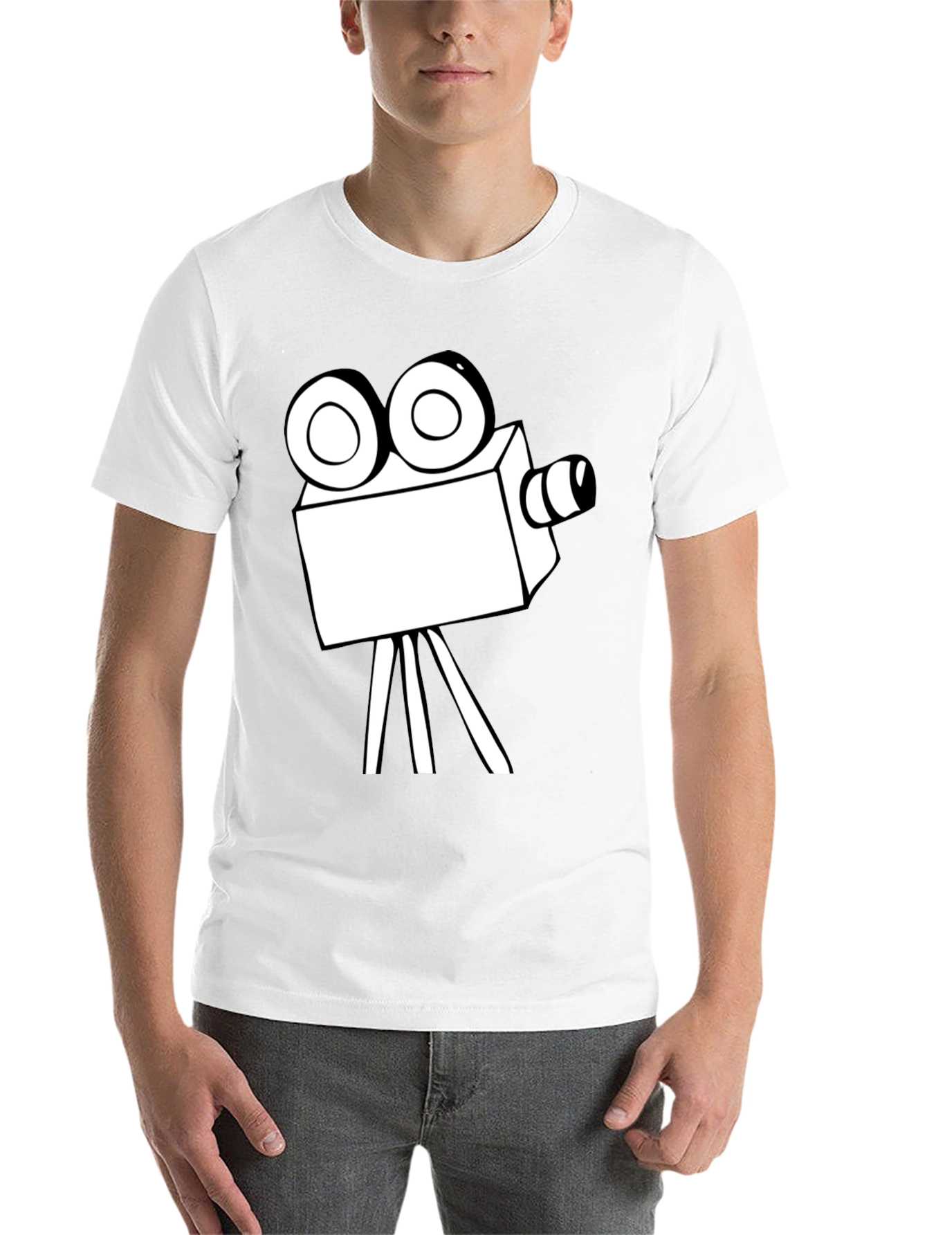 Black Retro Movie Camera Graphic T-Shirt view 14