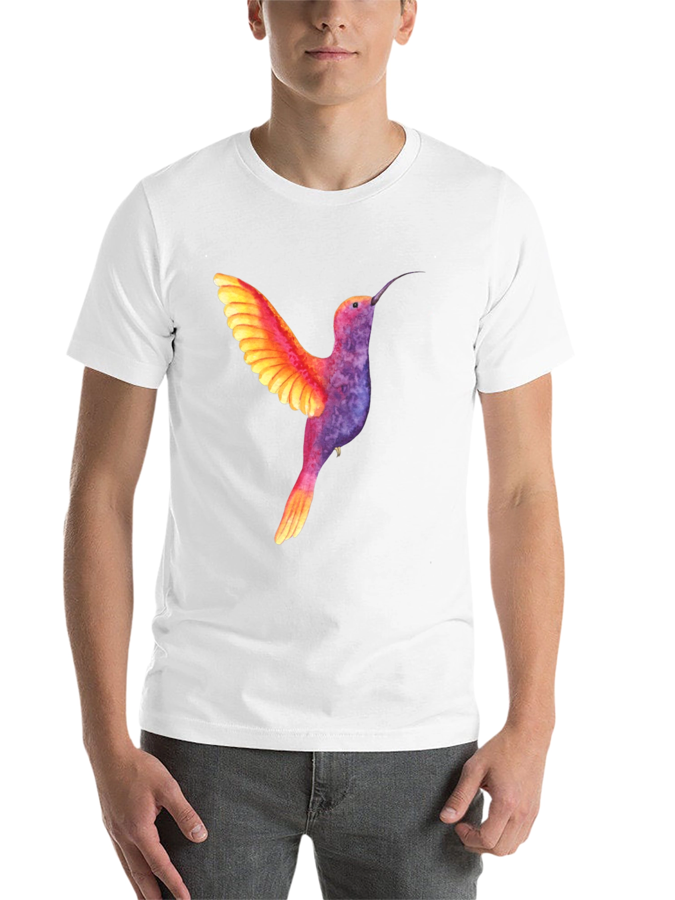 Black Hummingbird Graphic Tee - Colorful Bird Design view 14