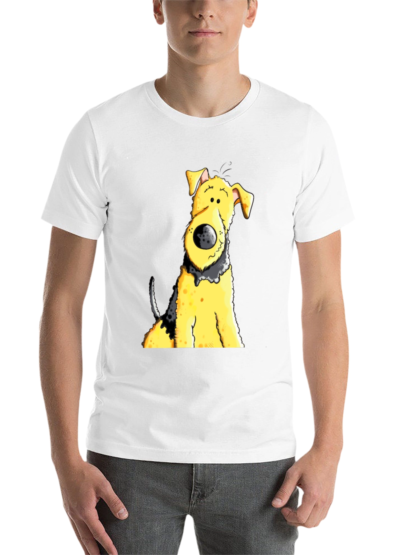 Black Cartoon Dog Graphic Tee - Black Cotton Blend view 14