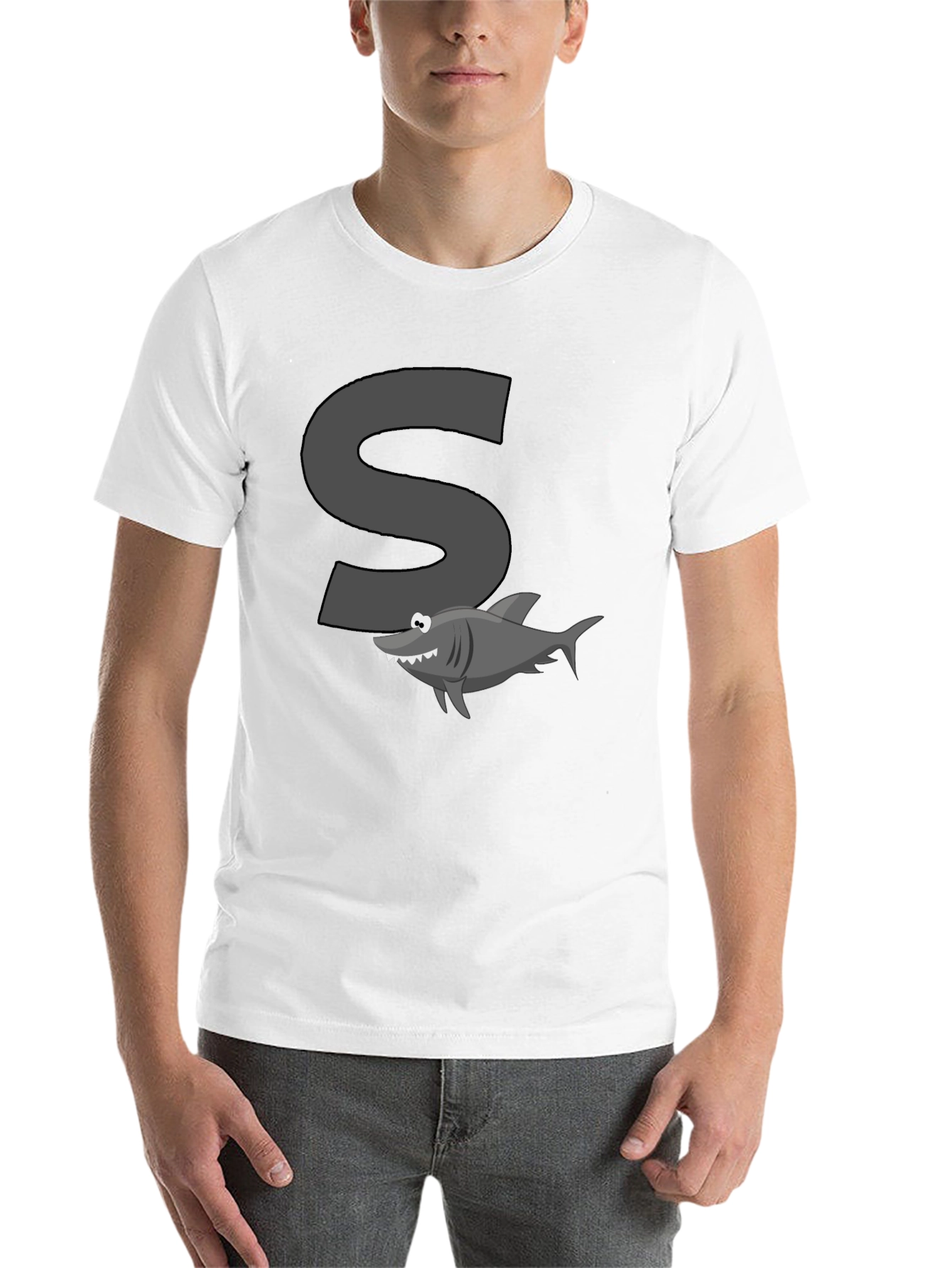 Black Shark S Letter Cartoon Black T-Shirt view 14