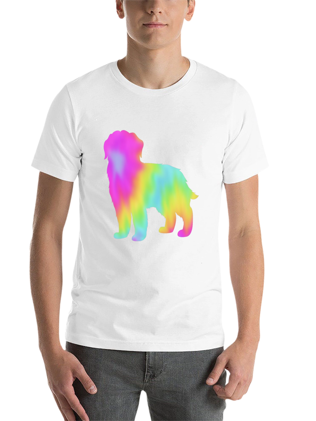 Black Rainbow Dog Graphic Tee - Unisex Black T-Shirt view 14
