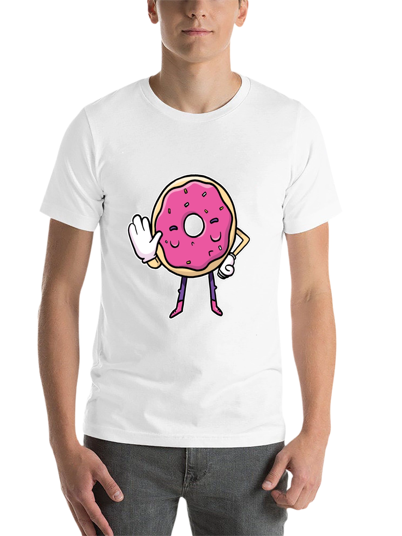 Black Funny Donut Cartoon Black T-Shirt view 14