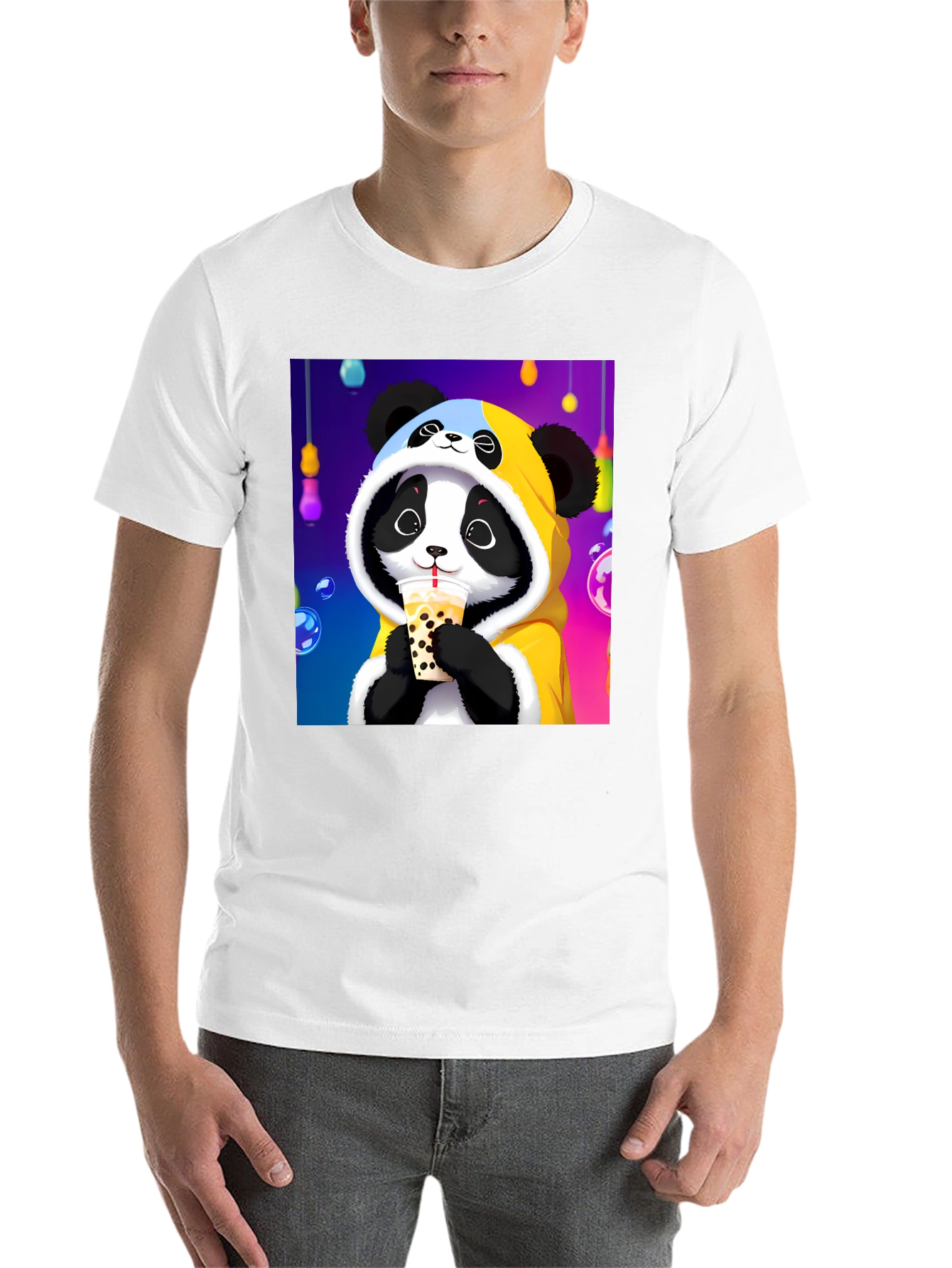 Black Cute Panda Boba Tea Graphic Tee view 14