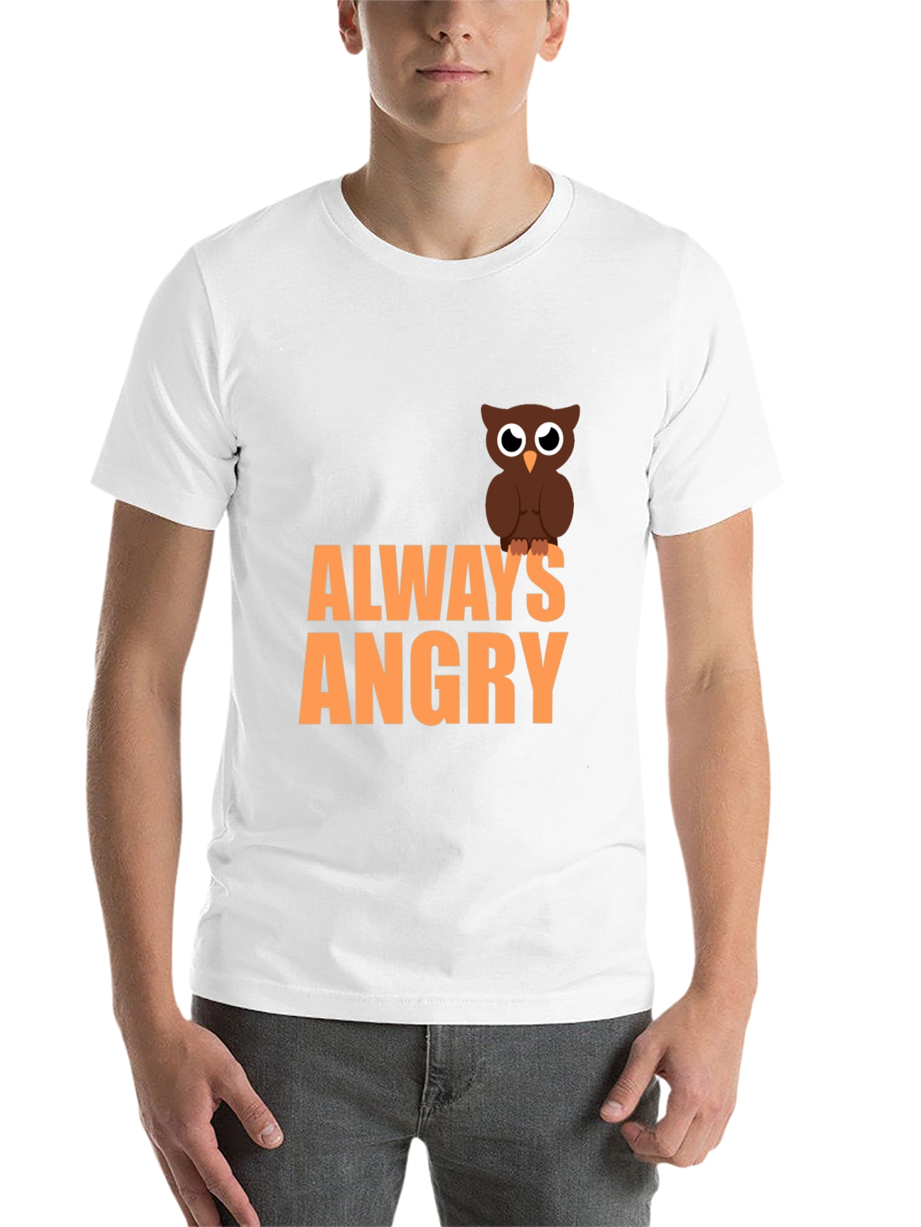 Black Always Angry Owl Graphic Tee - Men's Black T-Shirt view 14