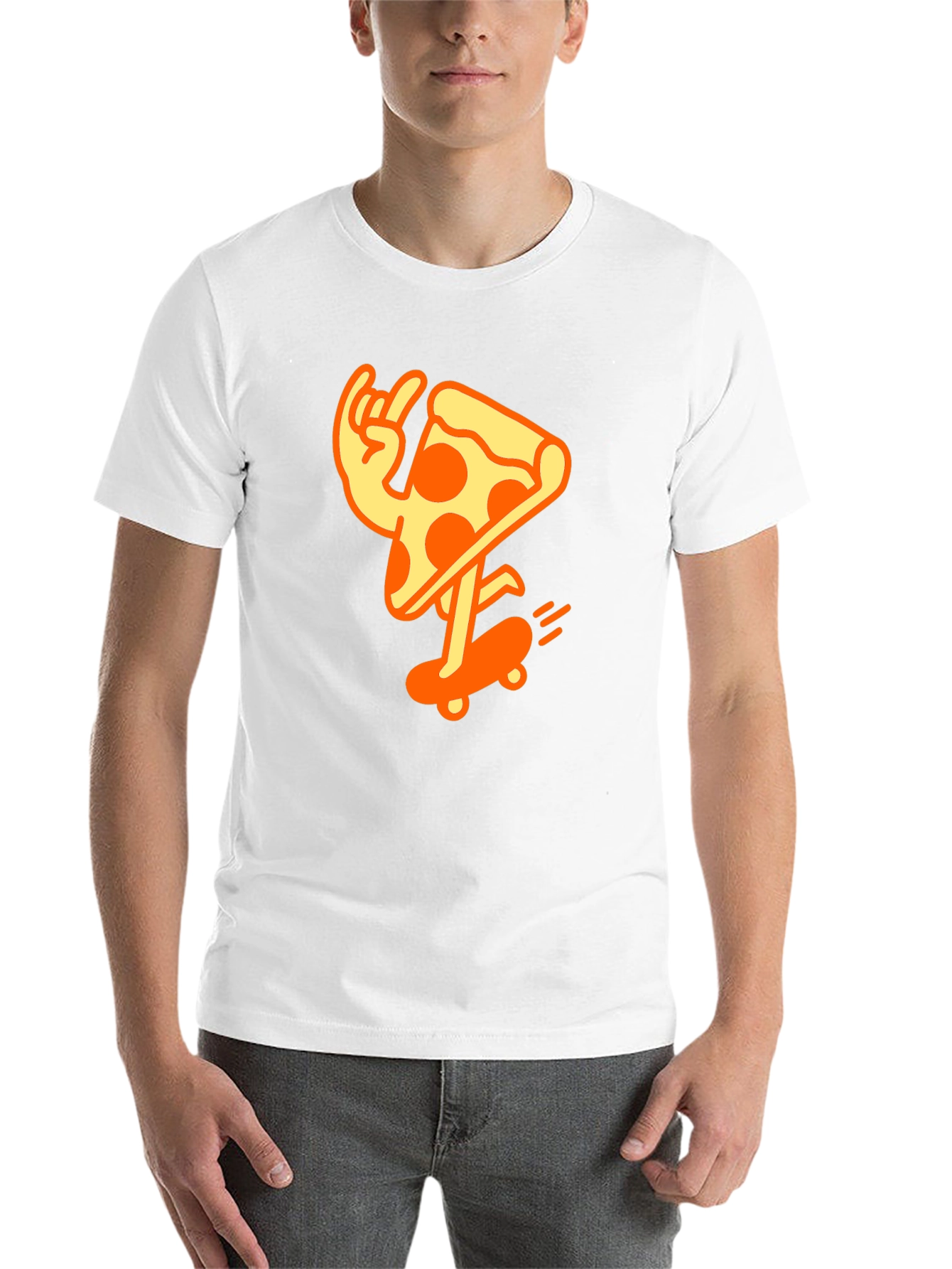 Black Cool Pizza Skater Graphic T-Shirt - Black Cotton Tee view 14