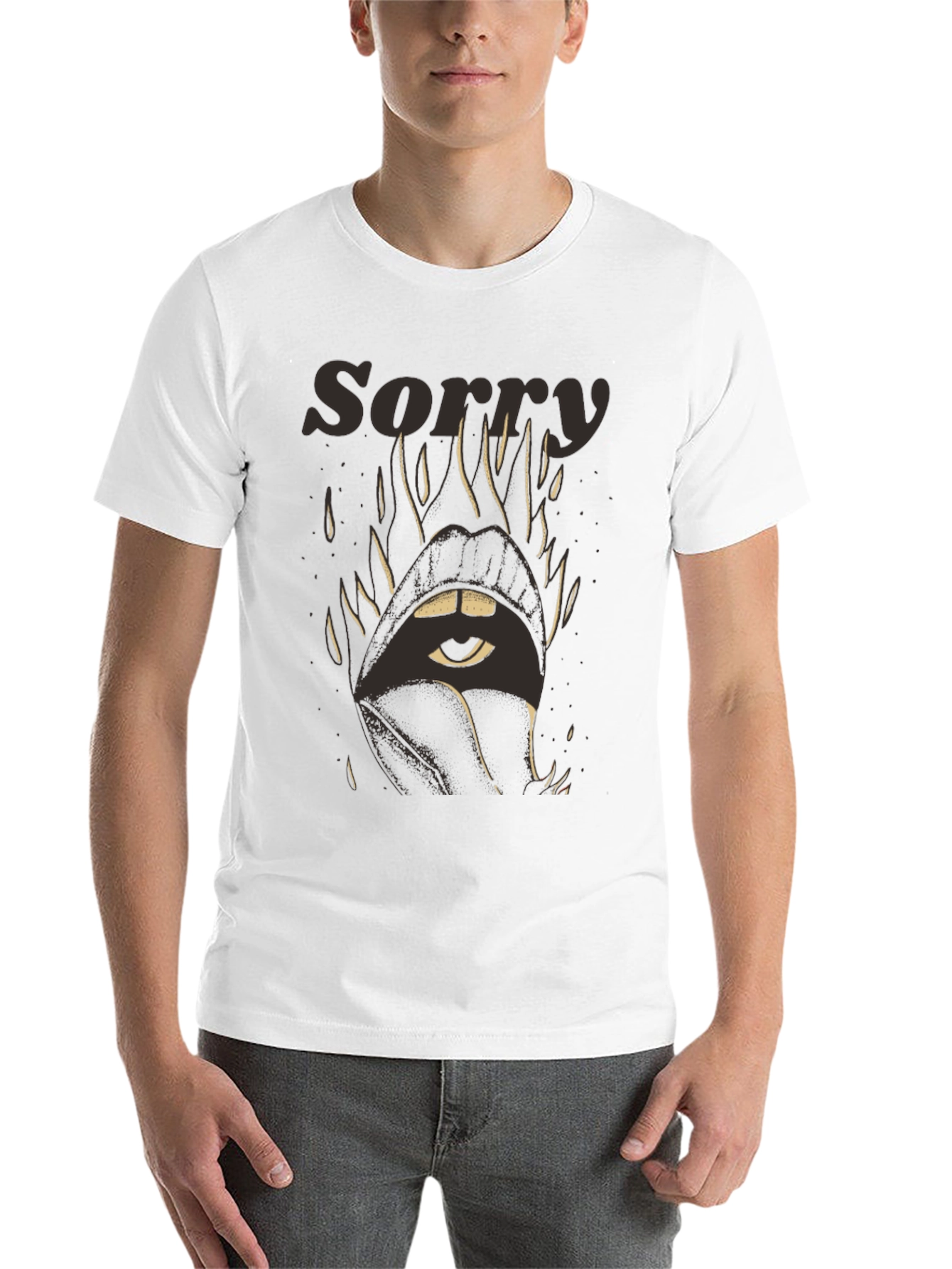 Black Sorry Eye Mouth Graphic Tee view 14