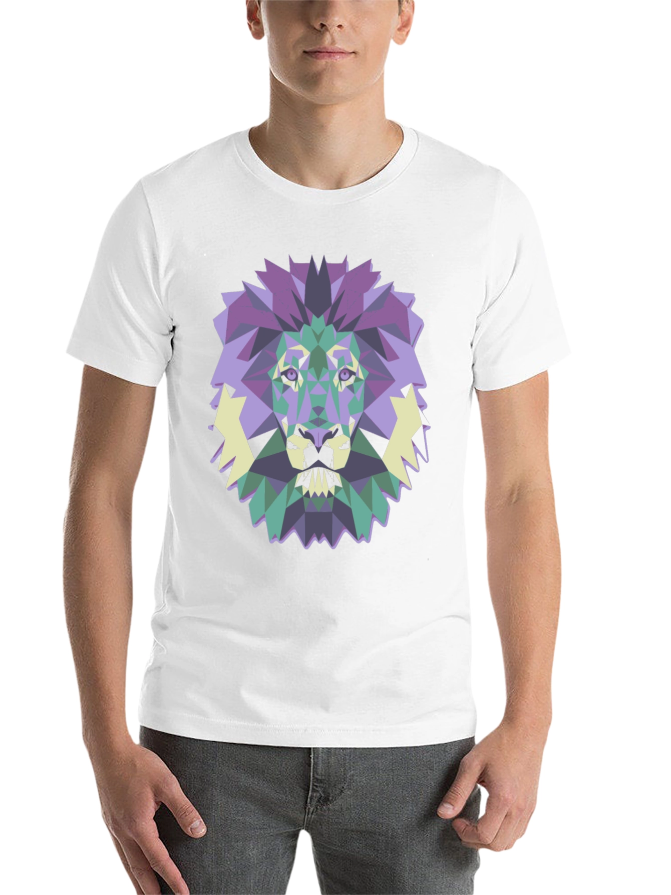 Black Geometric Lion Graphic Tee - Modern Style view 14