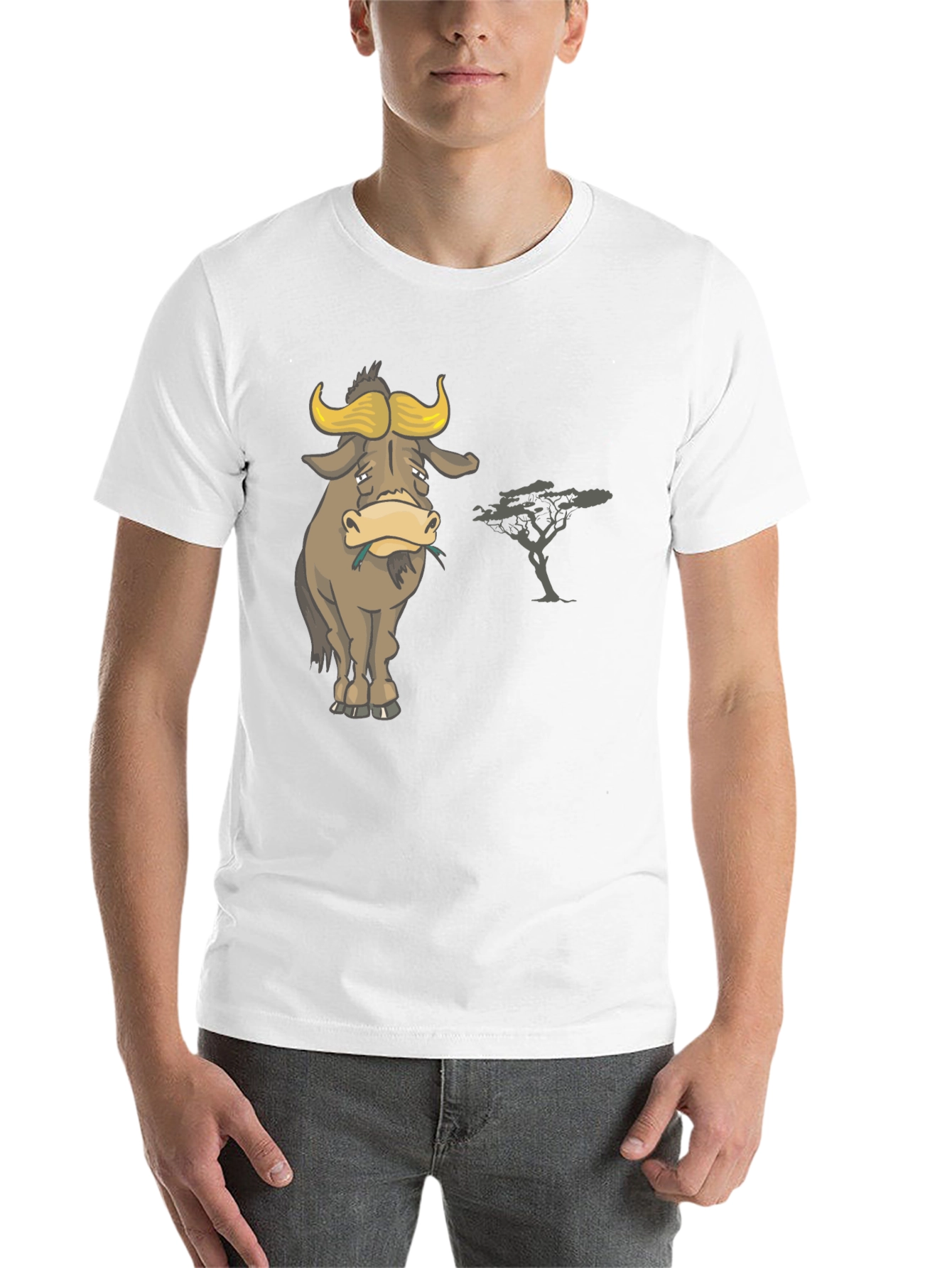 Black Sad Wildebeest T-Shirt - Men's Black Graphic Tee view 14