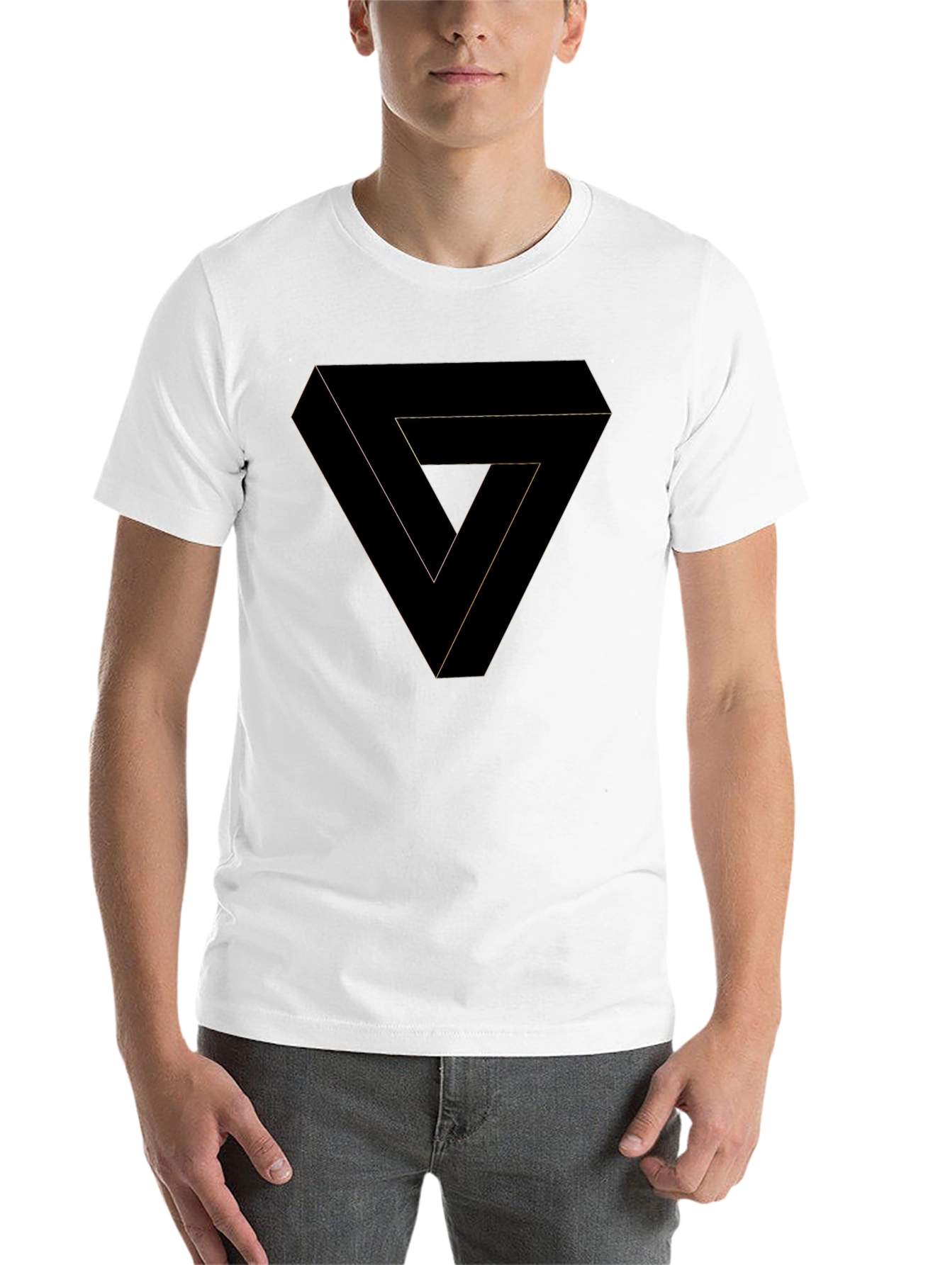 Black Optical Illusion Triangle Graphic Tee - Black Cotton Shirt view 14