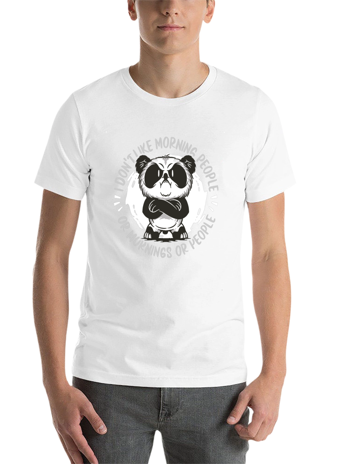 Black Grumpy Panda Morning People Graphic Tee view 14