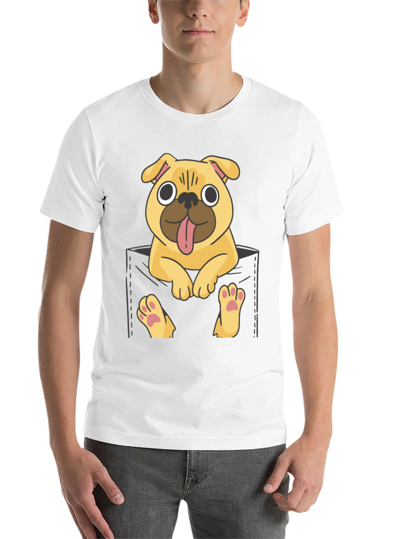 Black Pug in Pocket Graphic Tee - Fun & Casual view 14