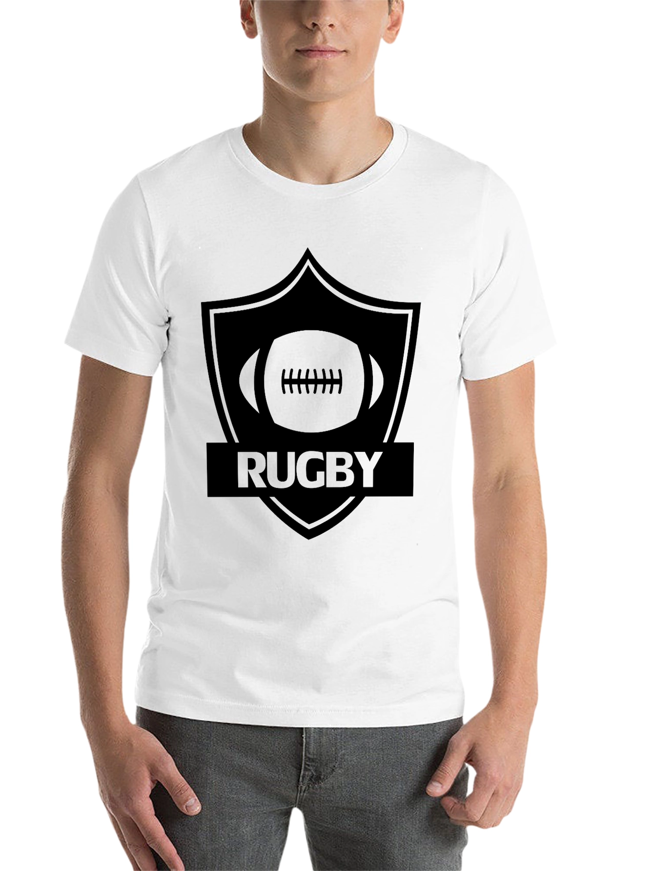 Black Rugby Shield Black Graphic T-Shirt view 14