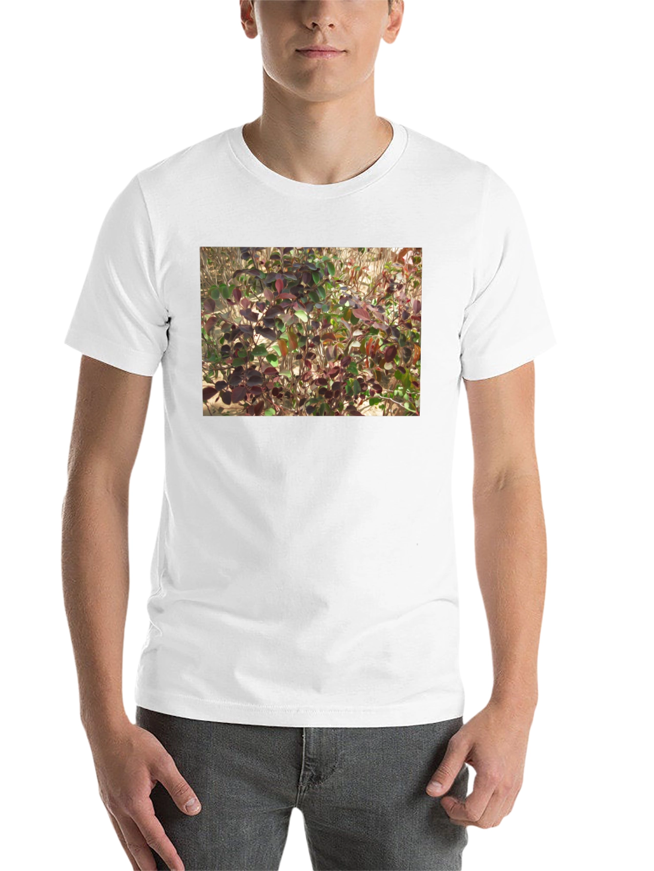 Black Nature Leaves Print Black T-Shirt view 14