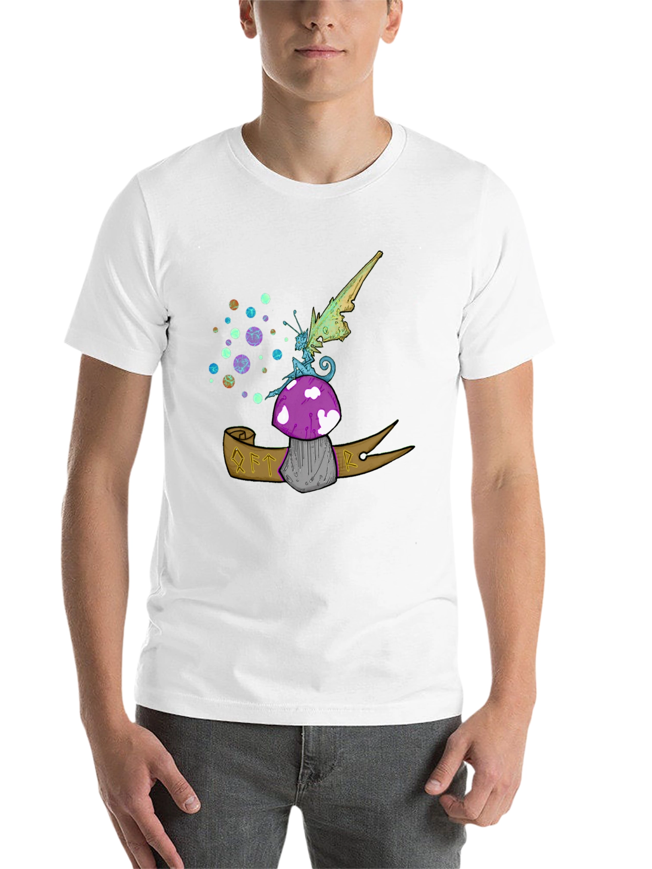 Black Whimsical Fairy Mushroom Graphic Tee - Black view 14