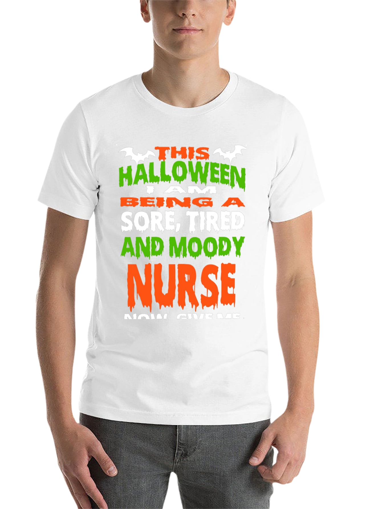 Black Halloween Nurse Graphic T-Shirt - Sore, Tired & Moody view 14