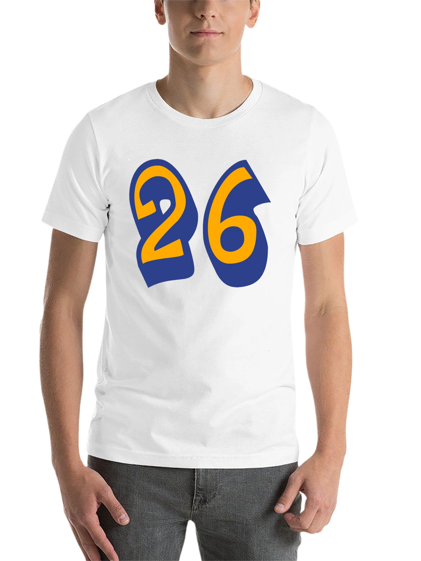 Black Black T-Shirt with Bold Number 26 Design view 14