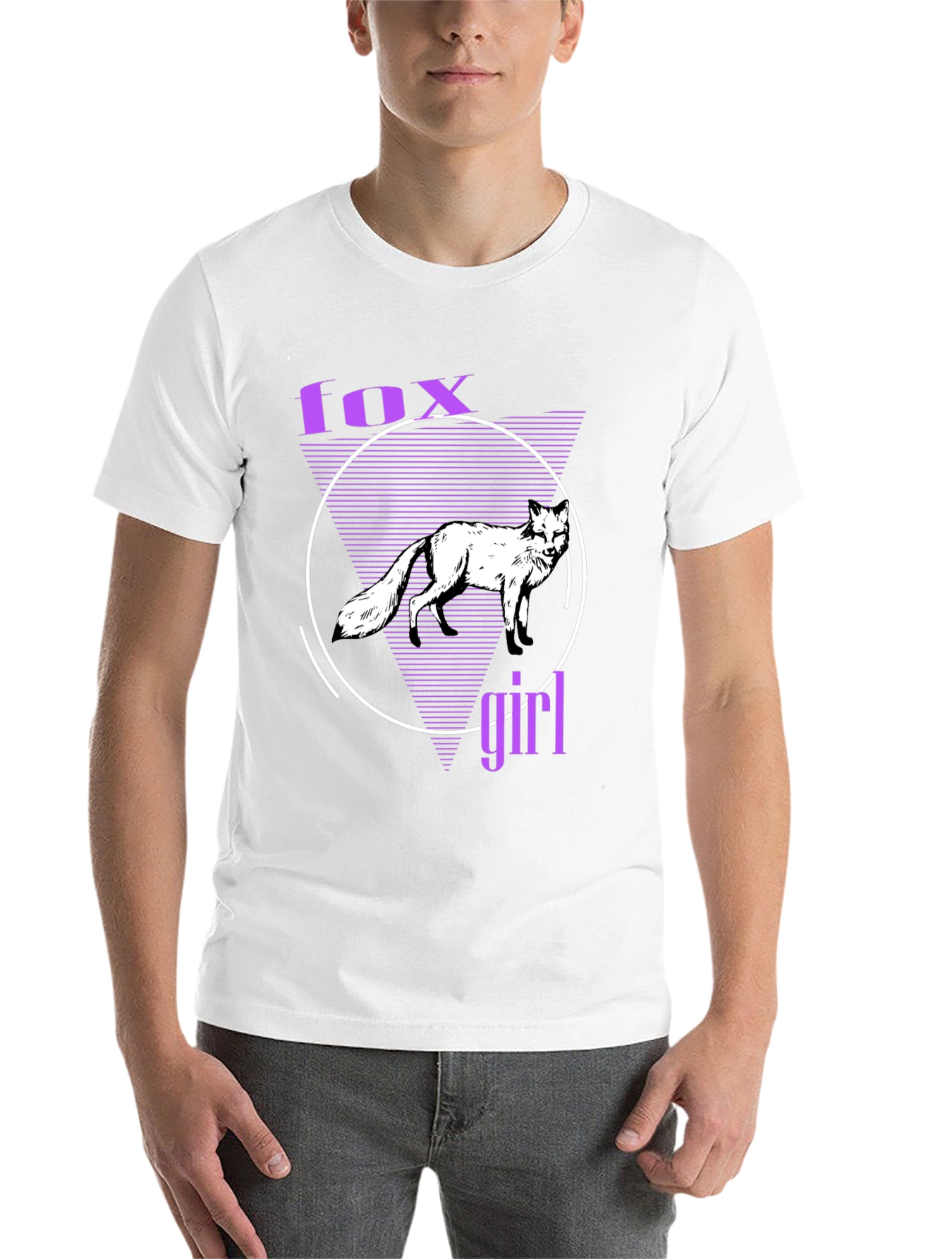 Black Fox Girl Graphic Tee - Black Cotton T-Shirt view 14